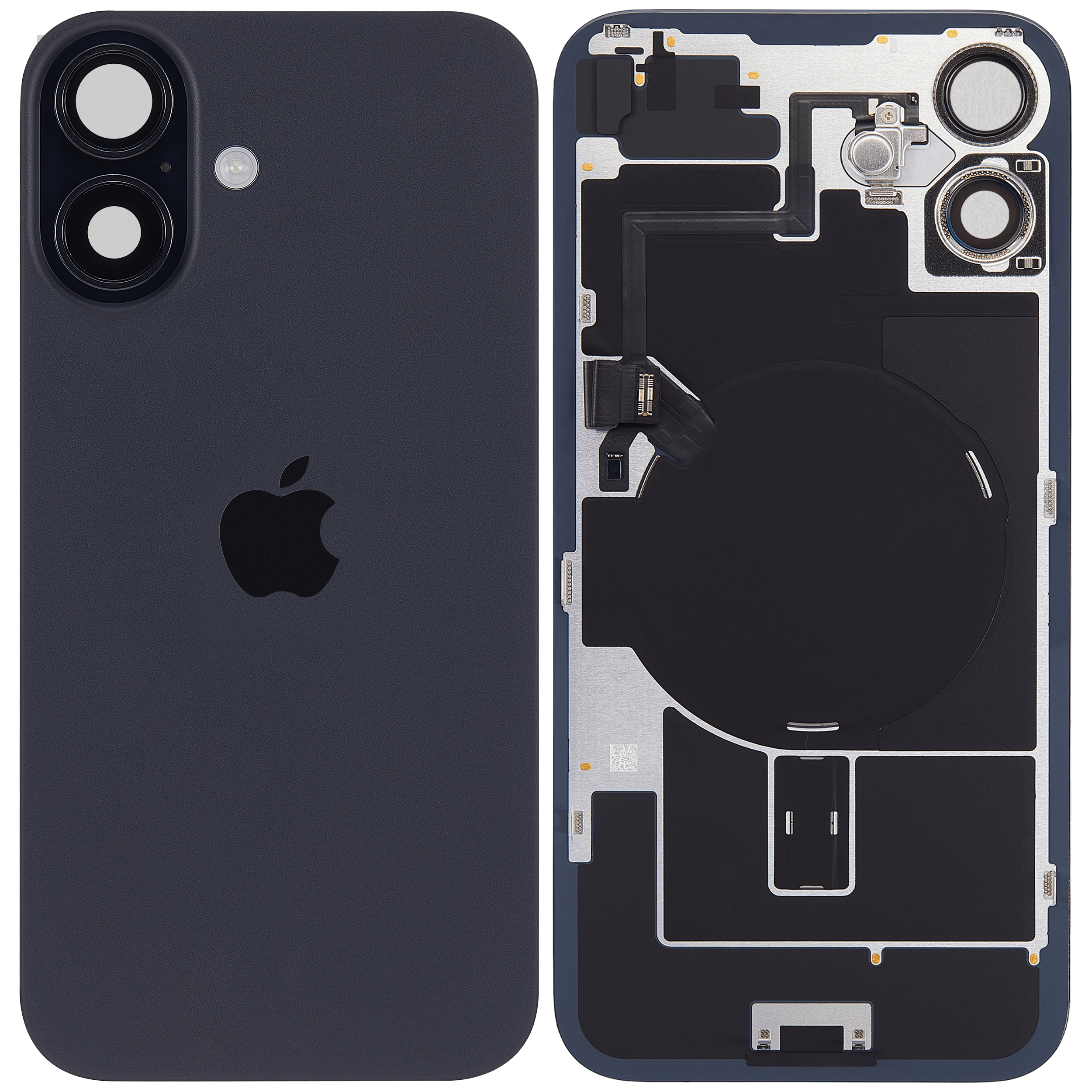 Rückglas mit MagSafe Magnet & NFC & Taschenlampen-Flexkabel für iPhone 16 (UK / EU Version) (Original) (Black (Schwarz)) – Bild 2
