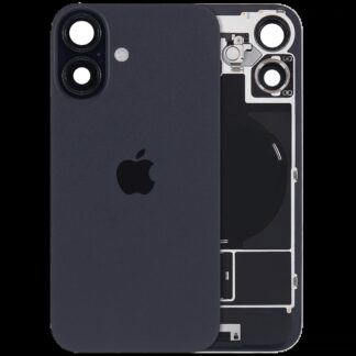 Rückglas mit MagSafe Magnet & NFC & Taschenlampen-Flexkabel für iPhone 16 (UK / EU Version) (Original) (Black (Schwarz))