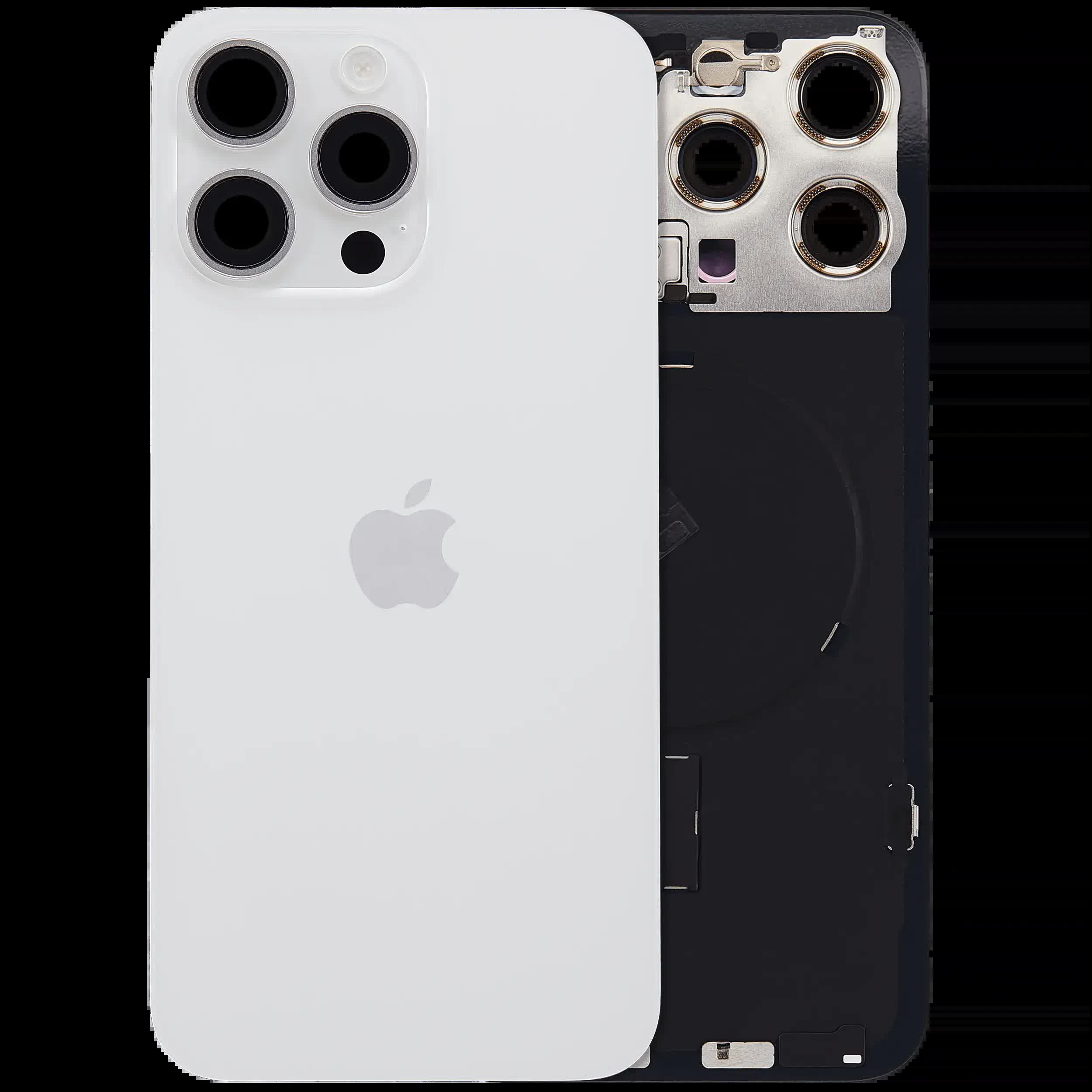 Rückglas mit MagSafe Magnet & NFC & Taschenlampen-Flexkabel für iPhone 15 Pro Max (UK / EU Version) (Original) (White Titanium)