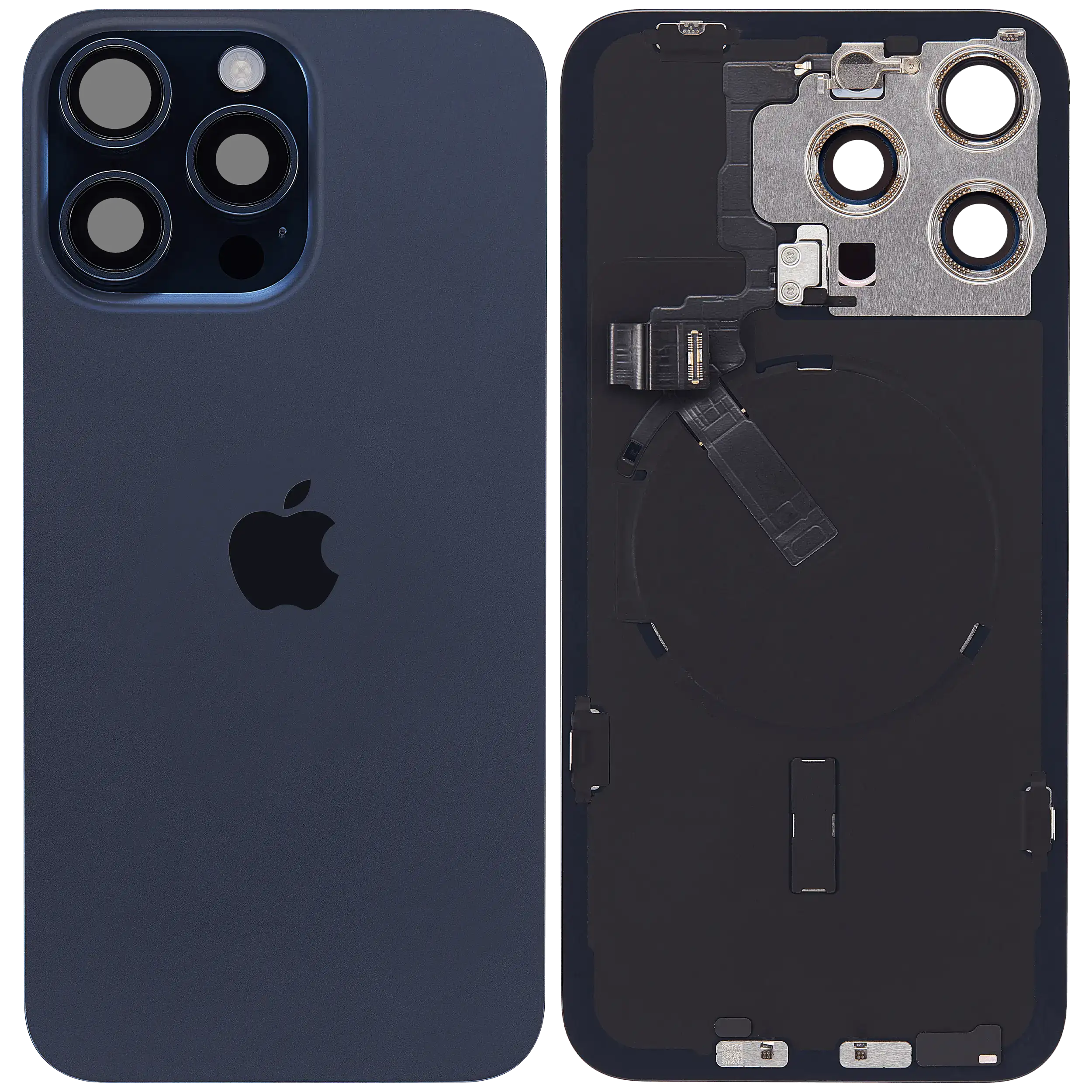 Rückglas mit MagSafe Magnet & NFC & Taschenlampen-Flexkabel für iPhone 15 Pro Max (UK / EU Version) (Original) (Blue Titanium) – Bild 2