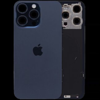 Rückglas mit MagSafe Magnet & NFC & Taschenlampen-Flexkabel für iPhone 15 Pro Max (UK / EU Version) (Original) (Blue Titanium)