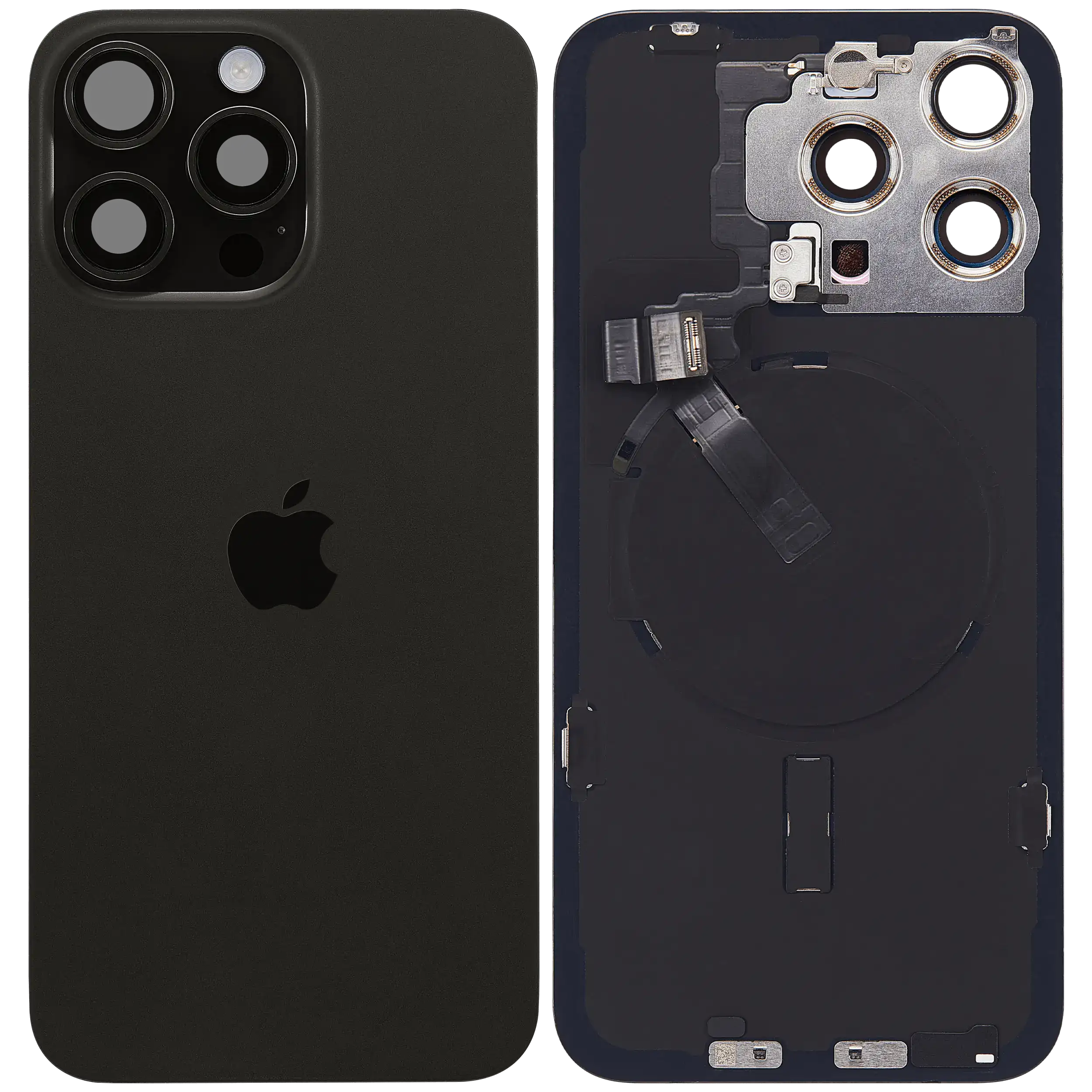 Rückglas mit MagSafe Magnet & NFC & Taschenlampen-Flexkabel für iPhone 15 Pro Max (UK / EU Version) (Original) (Black Titanium) – Bild 2