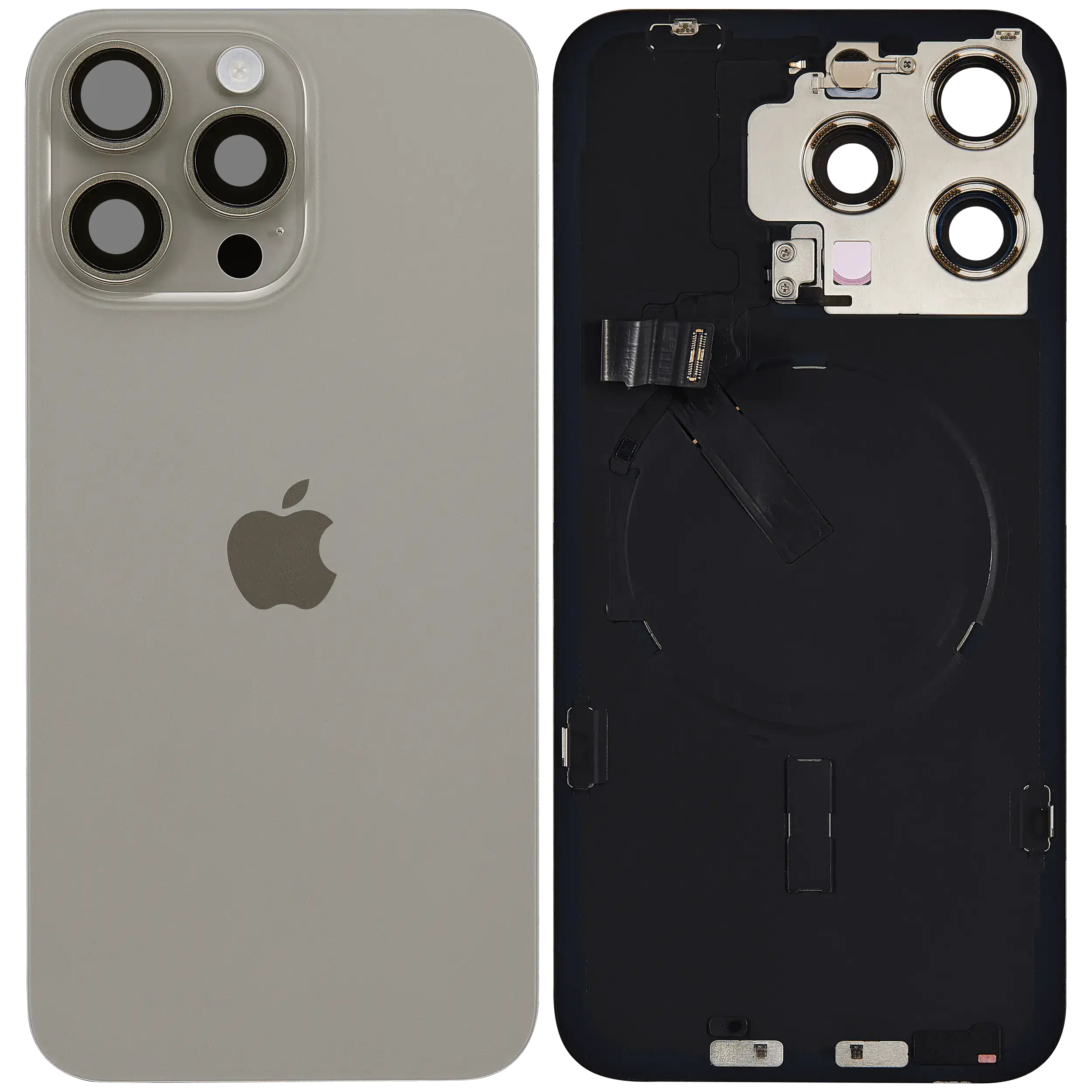 Rückglas mit MagSafe Magnet & NFC & Taschenlampen-Flexkabel für iPhone 15 Pro Max (UK / EU Version) (Original) (Natural Titanium) – Bild 2
