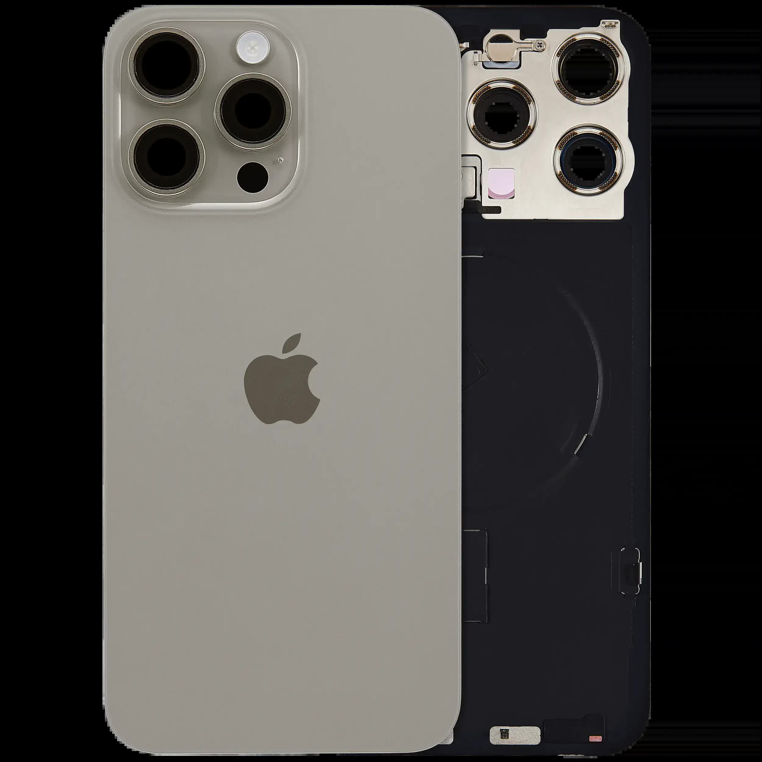 Rückglas mit MagSafe Magnet & NFC & Taschenlampen-Flexkabel für iPhone 15 Pro Max (UK / EU Version) (Original) (Natural Titanium)
