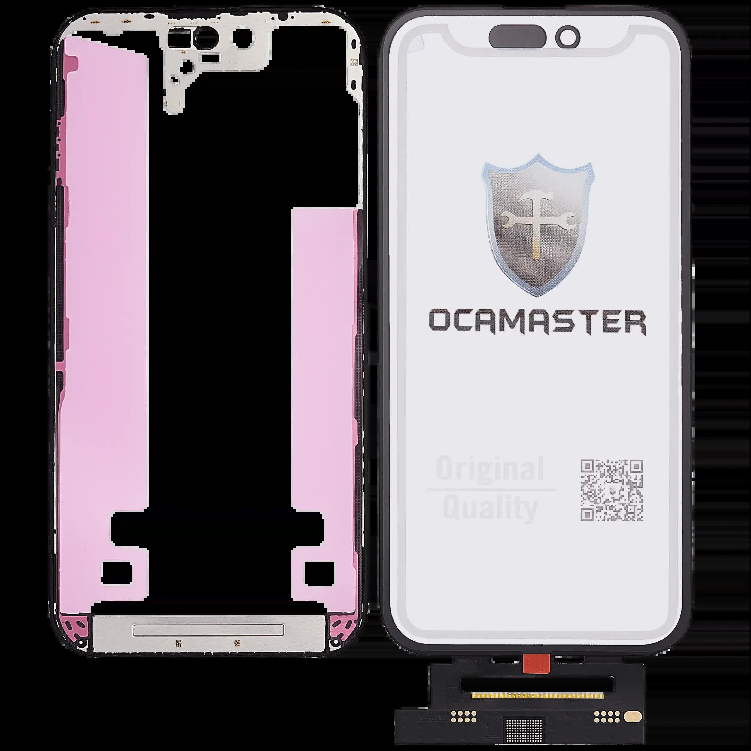 4 in 1 Short Flex (Touchscreen-Digitizer Touch mit Glas + OCA + Rahmen vormontiert) für iPhone 14 Pro (OCA Master)