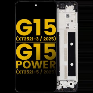 LCD Display mit Rahmen für Motorola Moto G15 (XT2521-3 /2025) / G15 Power (XT2521-5 /2025) (professionell aufgearbeitet)
