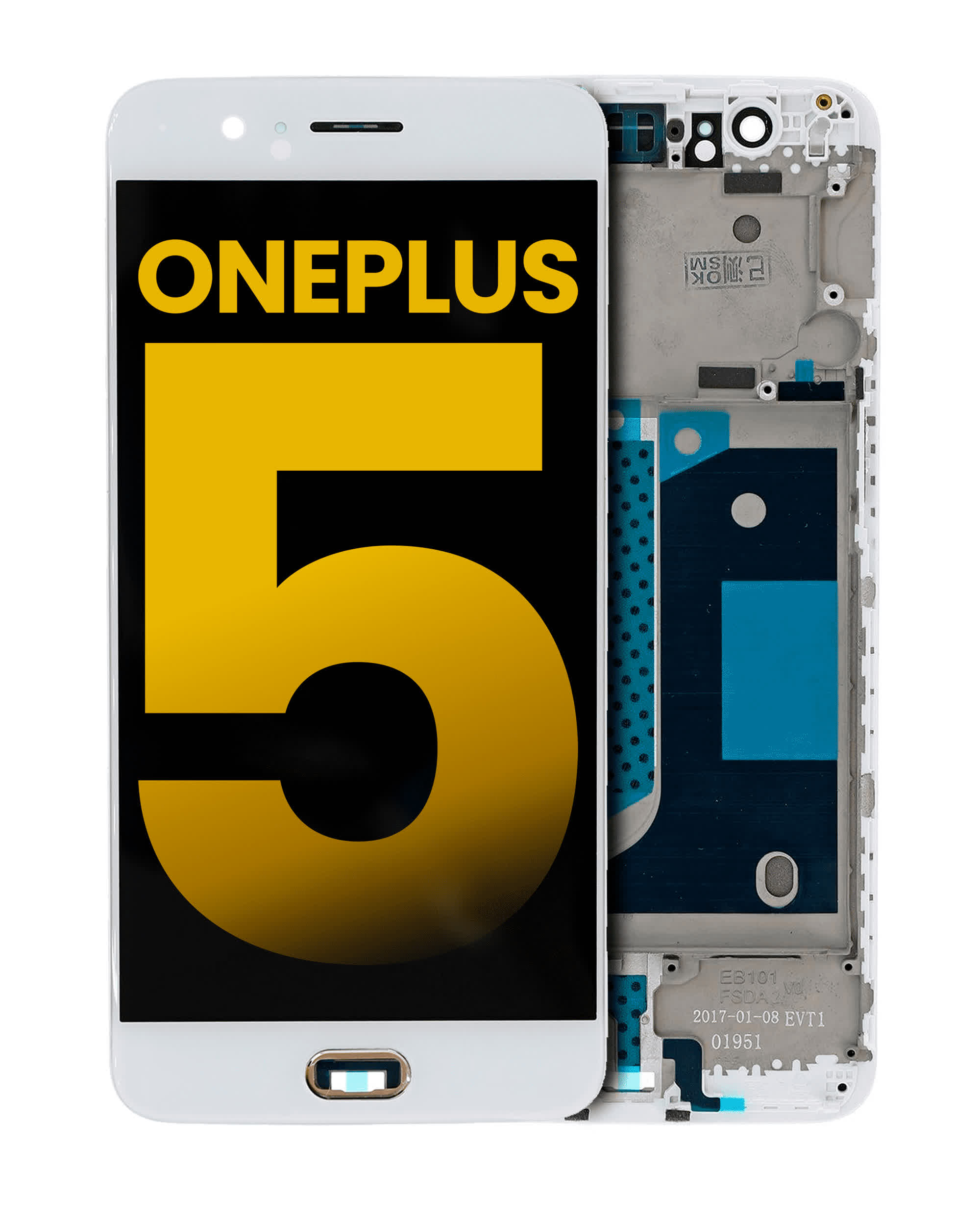 OLED Display mit Rahmen für OnePlus 5 (professionell aufgearbeitet) (White (Weiß))
