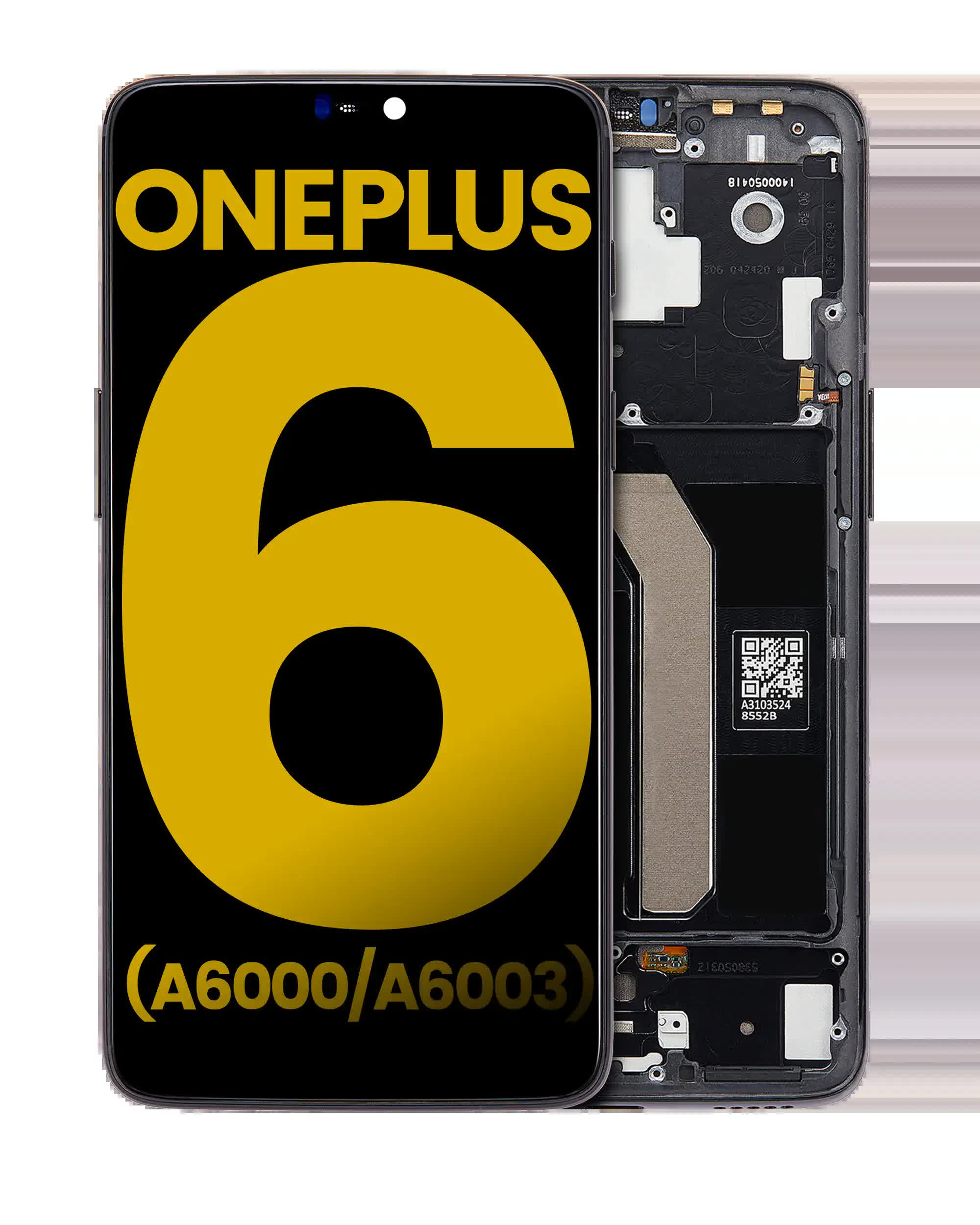 OLED Display mit Rahmen für OnePlus 6 (A6000 / A6003) (professionell aufgearbeitet) (Midnight Black (Schwarz))