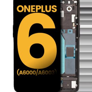 OLED Display mit Rahmen für OnePlus 6 (A6000 / A6003) (professionell aufgearbeitet) (Mirror Black)
