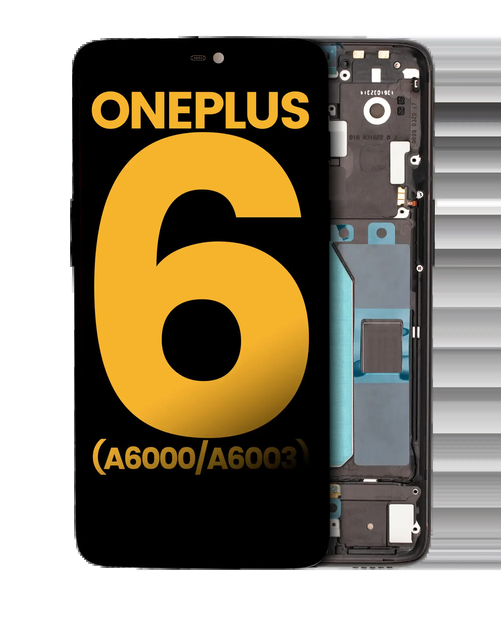OLED Display mit Rahmen für OnePlus 6 (A6000 / A6003) (professionell aufgearbeitet) (Mirror Black)