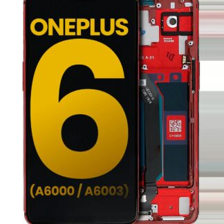 OLED Display mit Rahmen für OnePlus 6 (A6000 / A6003) (professionell aufgearbeitet) (Amber Red)