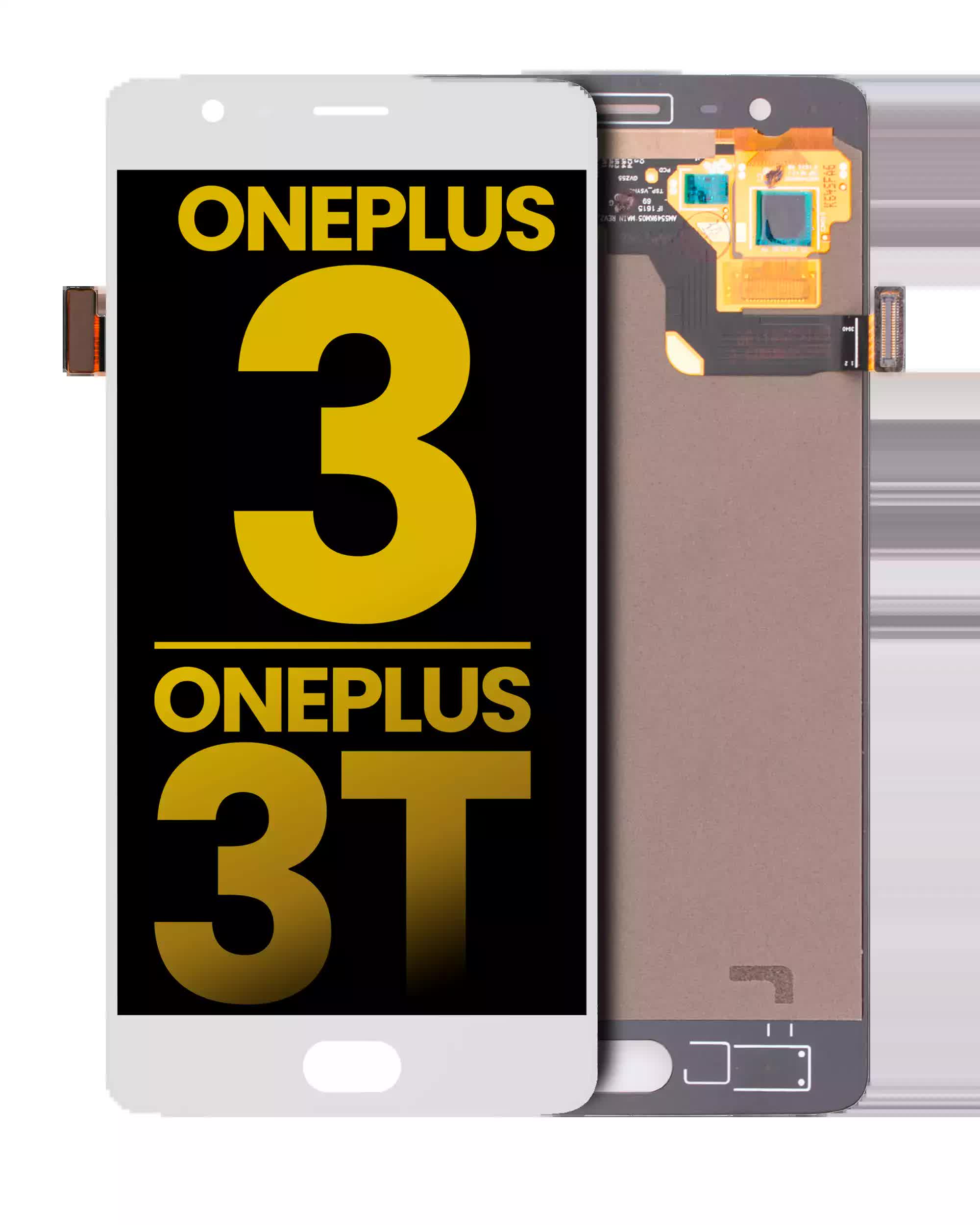 LCD Display ohne Rahmen für OnePlus 3 / OnePlus 3T (professionell aufgearbeitet) (White (Weiß))
