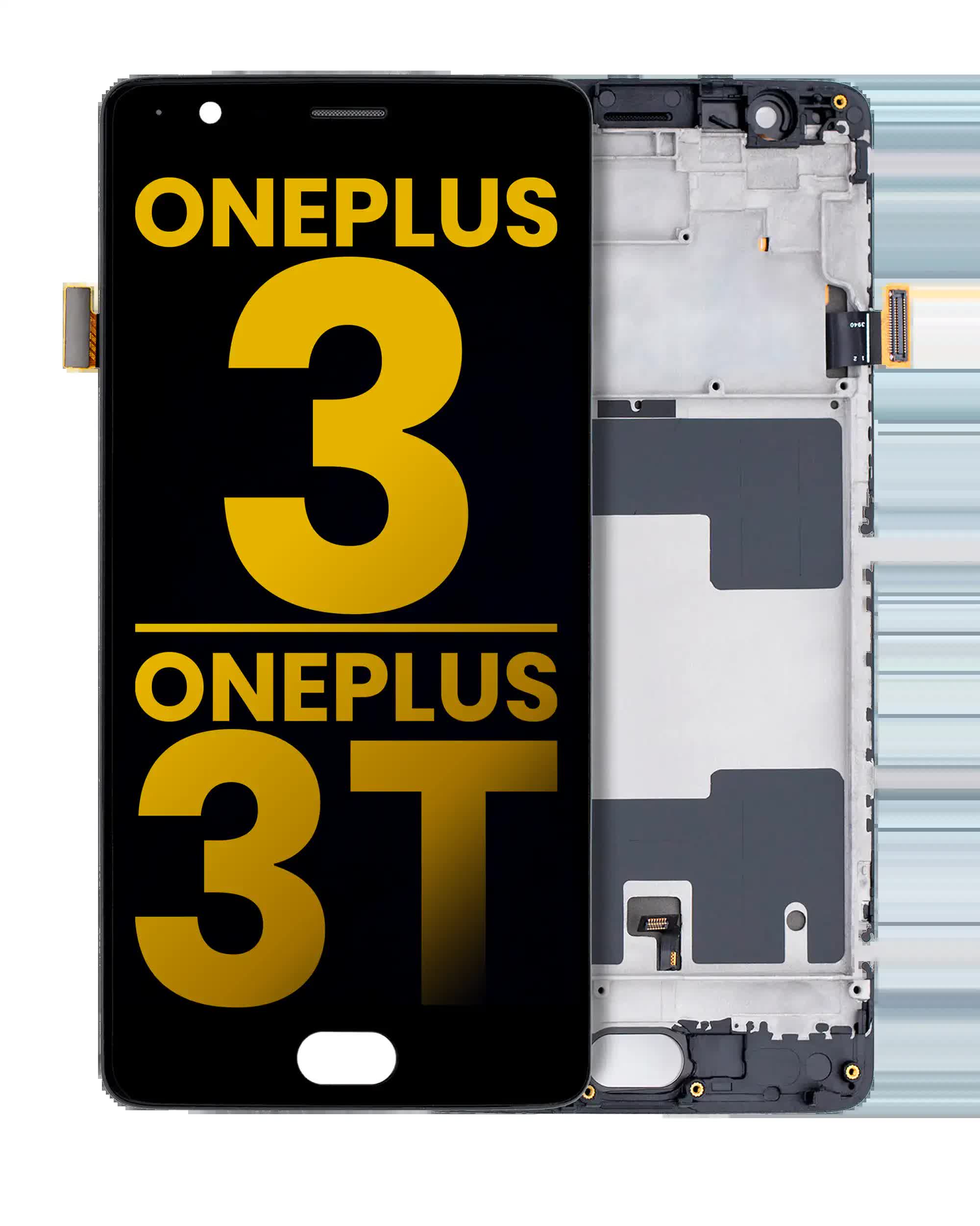 OLED Display mit Rahmen für OnePlus 3 / OnePlus 3T (professionell aufgearbeitet) (Black (Schwarz))