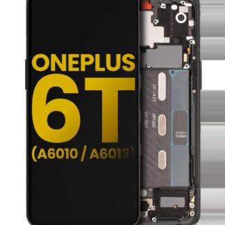 OLED Display mit Rahmen für OnePlus 6T (A6010 / A6013) (professionell aufgearbeitet) (Mirror Black)