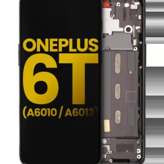 OLED Display mit Rahmen für OnePlus 6T (A6010 / A6013) (professionell aufgearbeitet) (Midnight Black (Schwarz))
