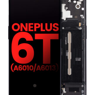 OLED Display mit Rahmen für OnePlus 6T (A6010 / A6013) (Aftermarket Plus) (Mirror Black)