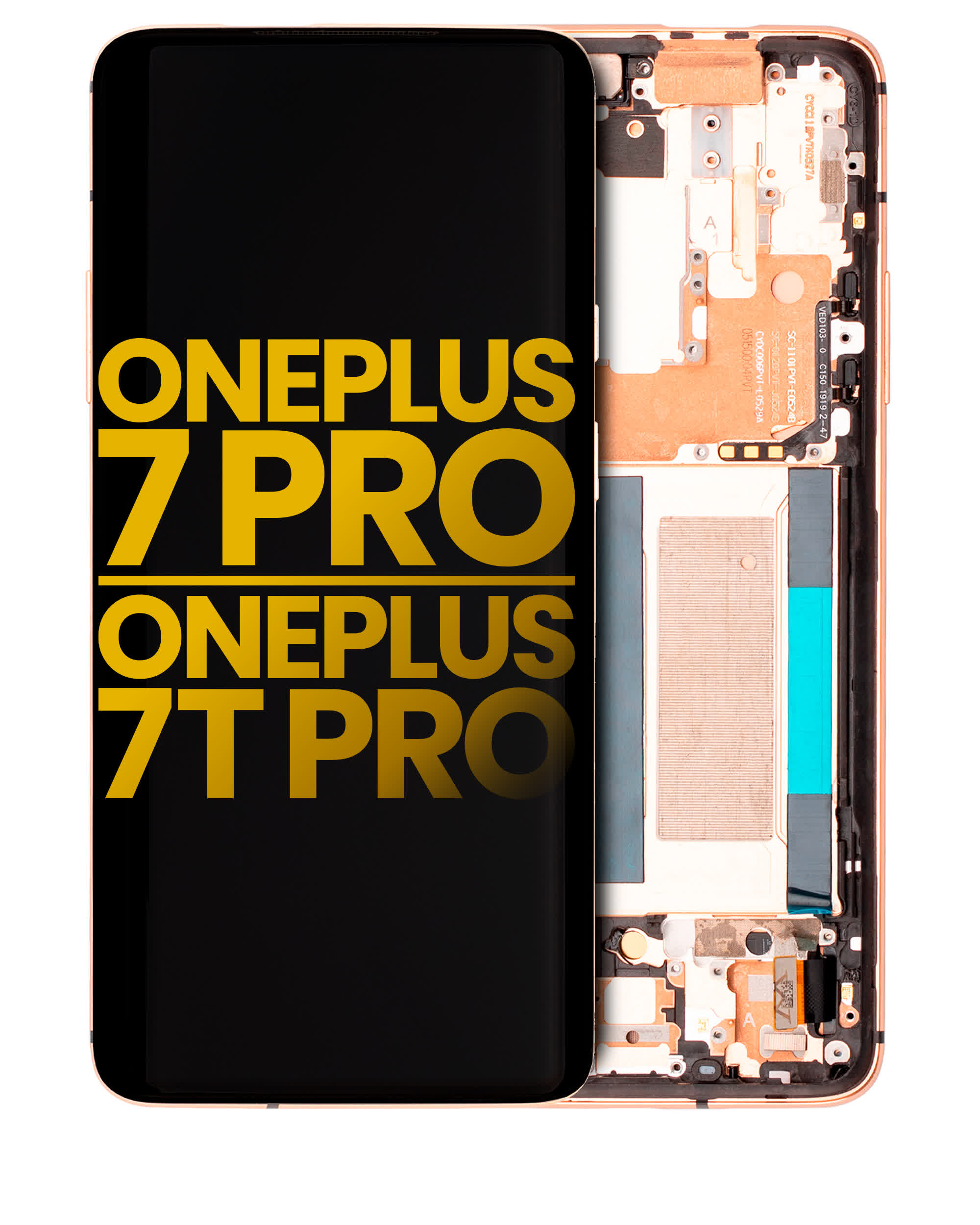 OLED Display mit Rahmen für OnePlus 7 Pro / 7T Pro (professionell aufgearbeitet) (Almond)