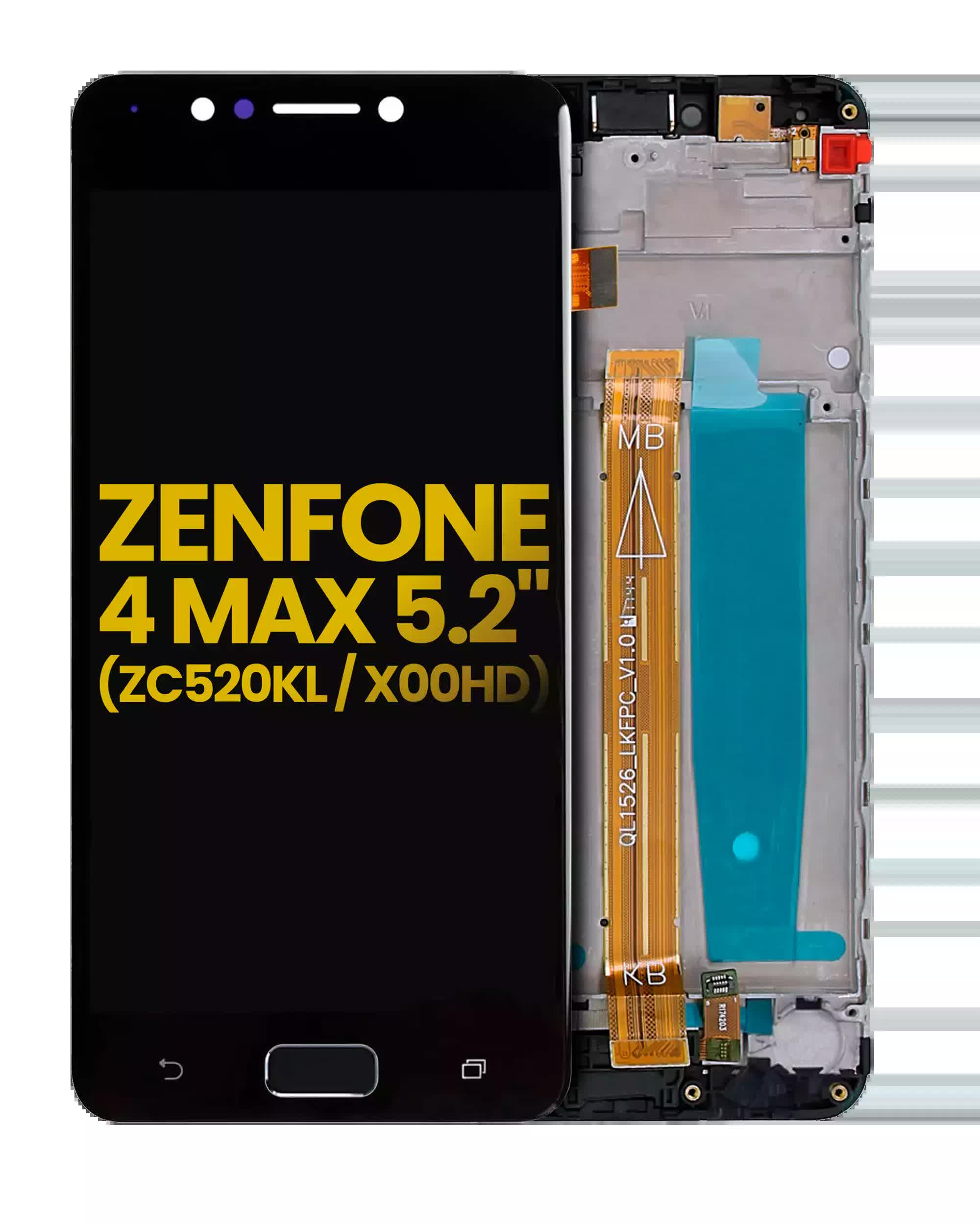 LCD Display mit Rahmen für Asus ZenFone 4 Max 5.2" (ZC520KL / 2017) (professionell aufgearbeitet) (Black (Schwarz))