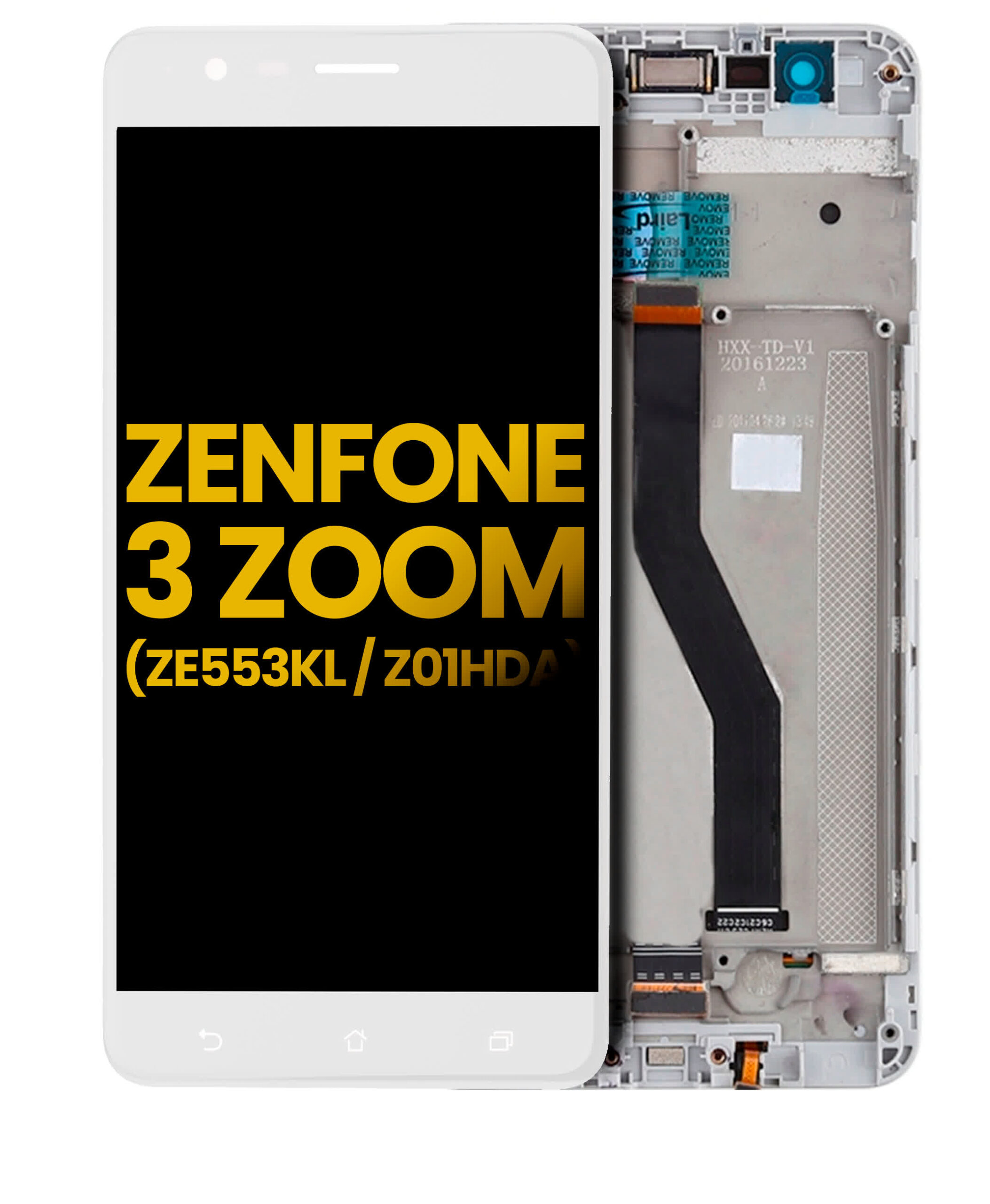 LCD Display mit Rahmen für Asus ZenFone 3 Zoom (ZE553KL / 2017) (professionell aufgearbeitet) (White (Weiß))