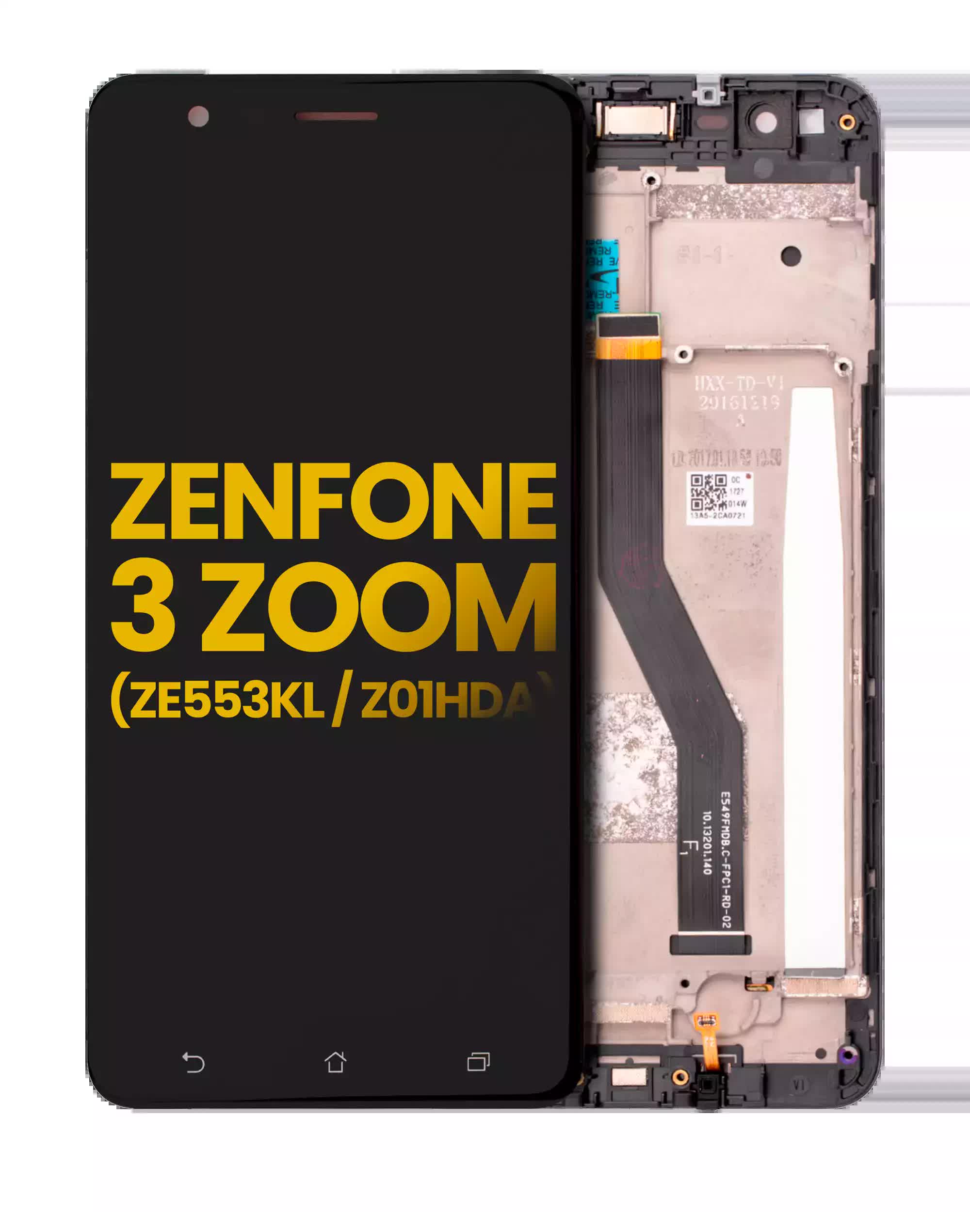 LCD Display mit Rahmen für Asus ZenFone 3 Zoom (ZE553KL / 2017) (professionell aufgearbeitet) (Black (Schwarz))