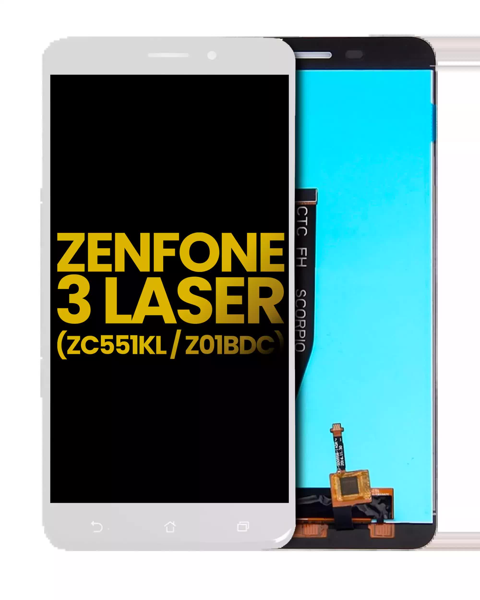 LCD Display ohne Rahmen für Asus ZenFone 3 Laser (ZC551KL / 2016) (professionell aufgearbeitet) (White (Weiß))