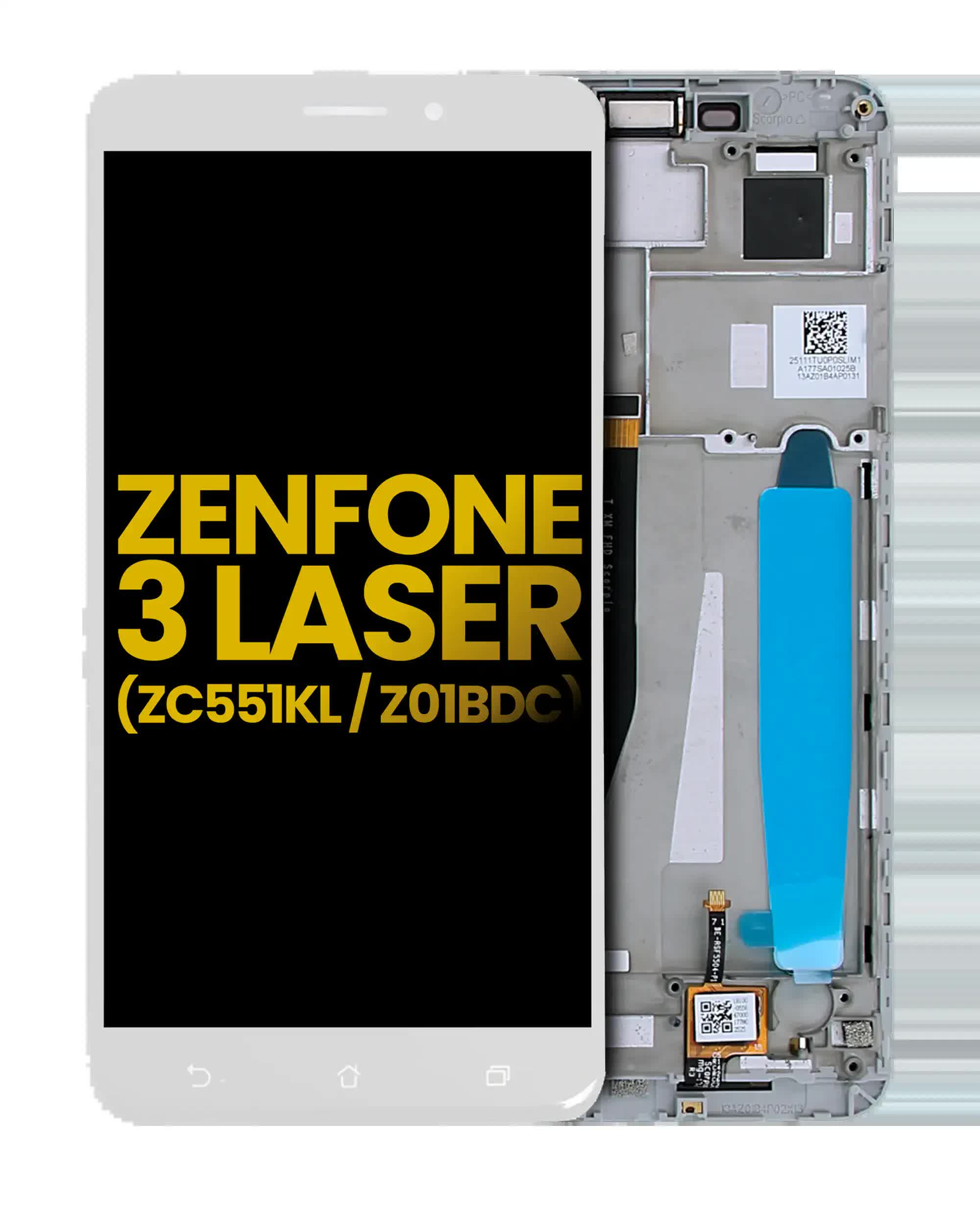 LCD Display mit Rahmen für Asus ZenFone 3 Laser (ZC551KL / 2016) (professionell aufgearbeitet) (White (Weiß))