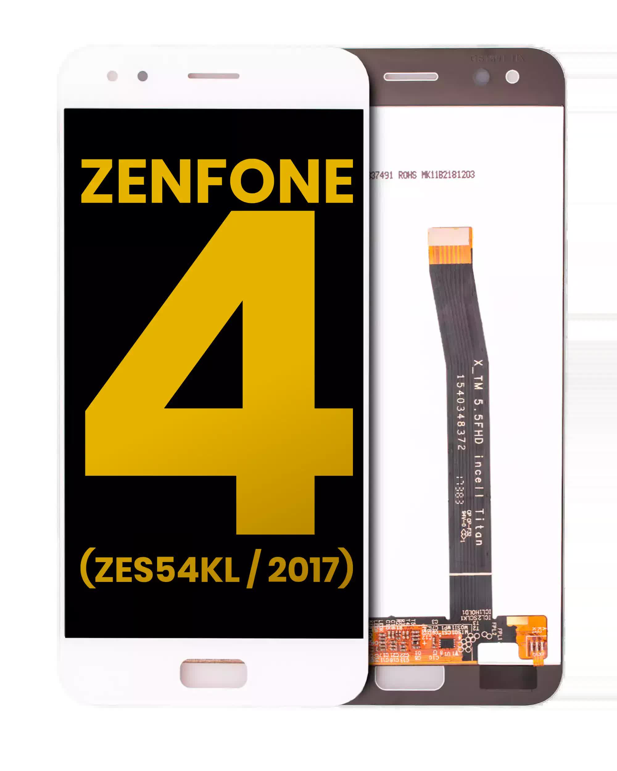 LCD Display ohne Rahmen für Asus ZenFone 4 (ZE554KL / 2017) (professionell aufgearbeitet) (White (Weiß))