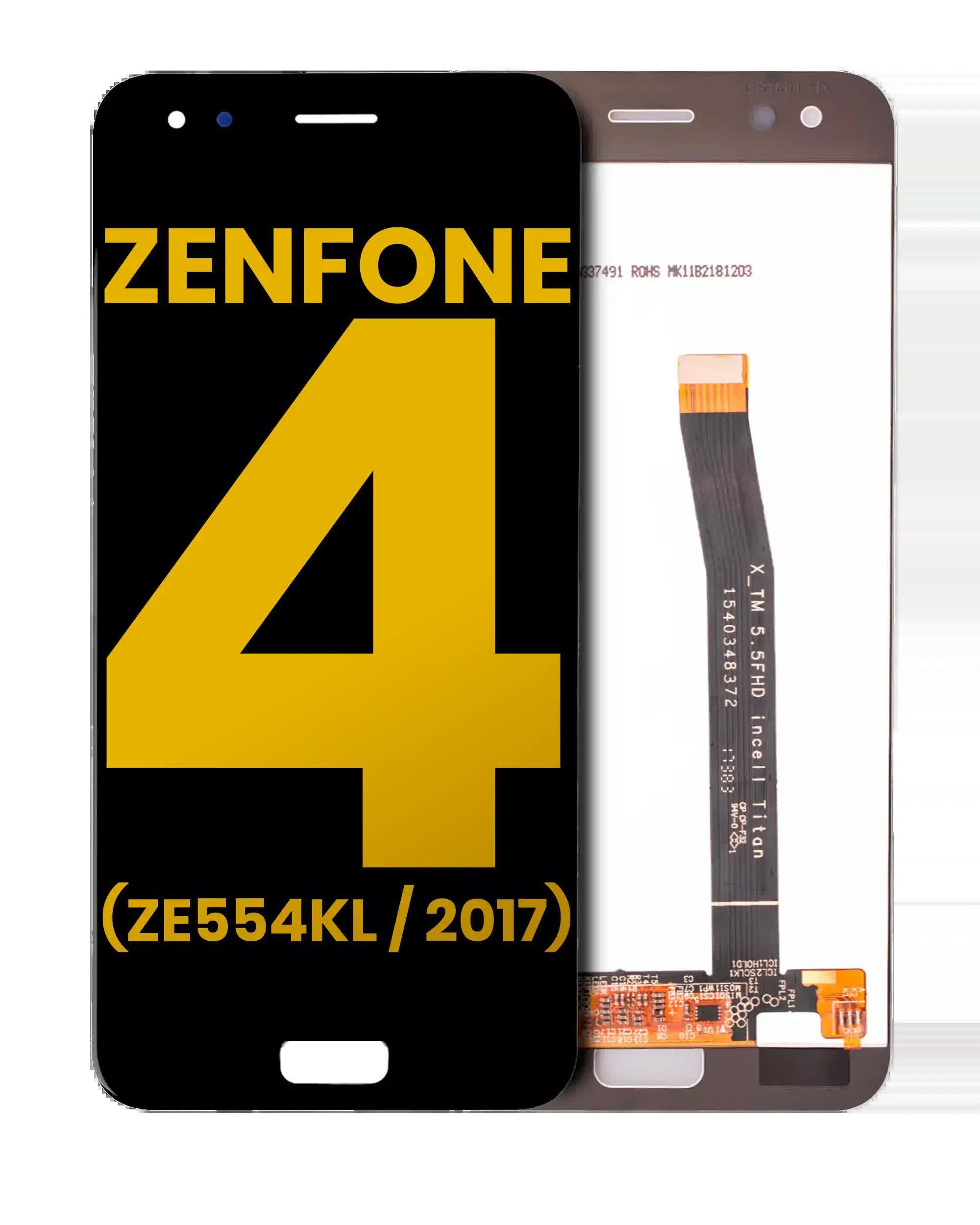 LCD Display ohne Rahmen für Asus ZenFone 4 (ZE554KL / 2017) (professionell aufgearbeitet) (Black (Schwarz))