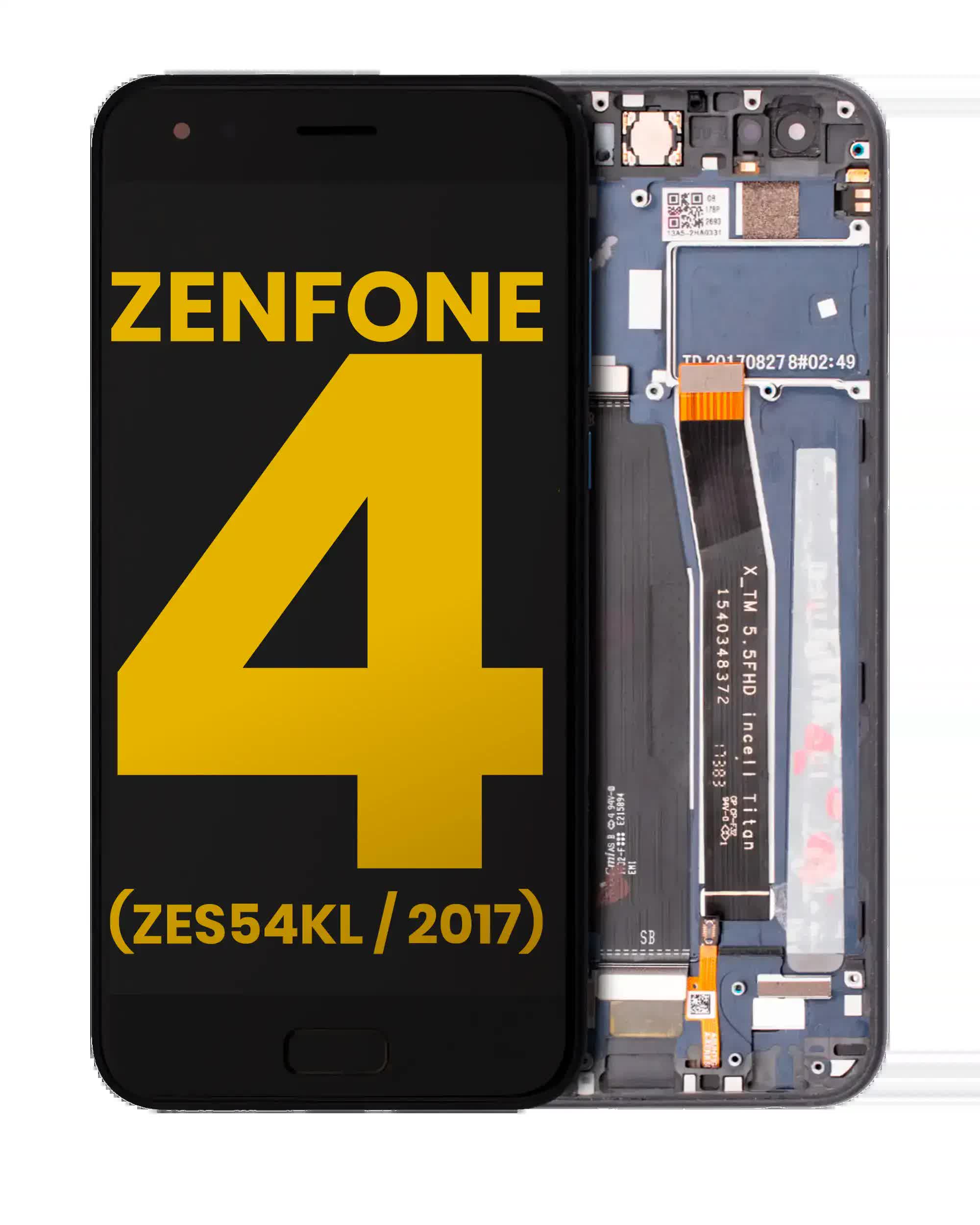 LCD Display mit Rahmen für Asus ZenFone 4 (ZE554KL / 2017) (professionell aufgearbeitet) (Black (Schwarz))