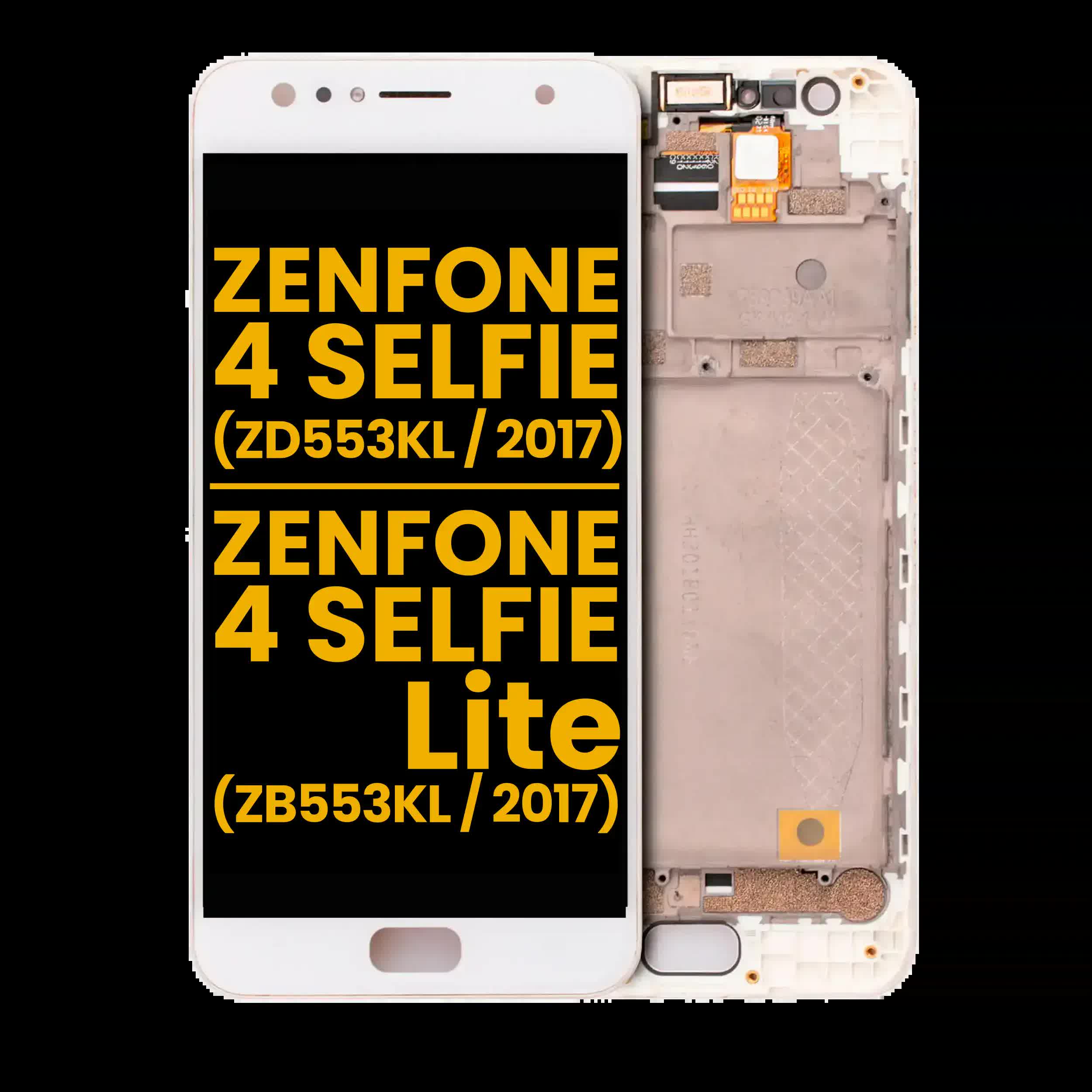 LCD Display mit Rahmen für Asus ZenFone 4 Selfie (ZD553KL / 2017) / ZenFone 4 Selfie Lite (ZB553KL / 2017) (professionell aufgearbeitet) (White (Weiß))