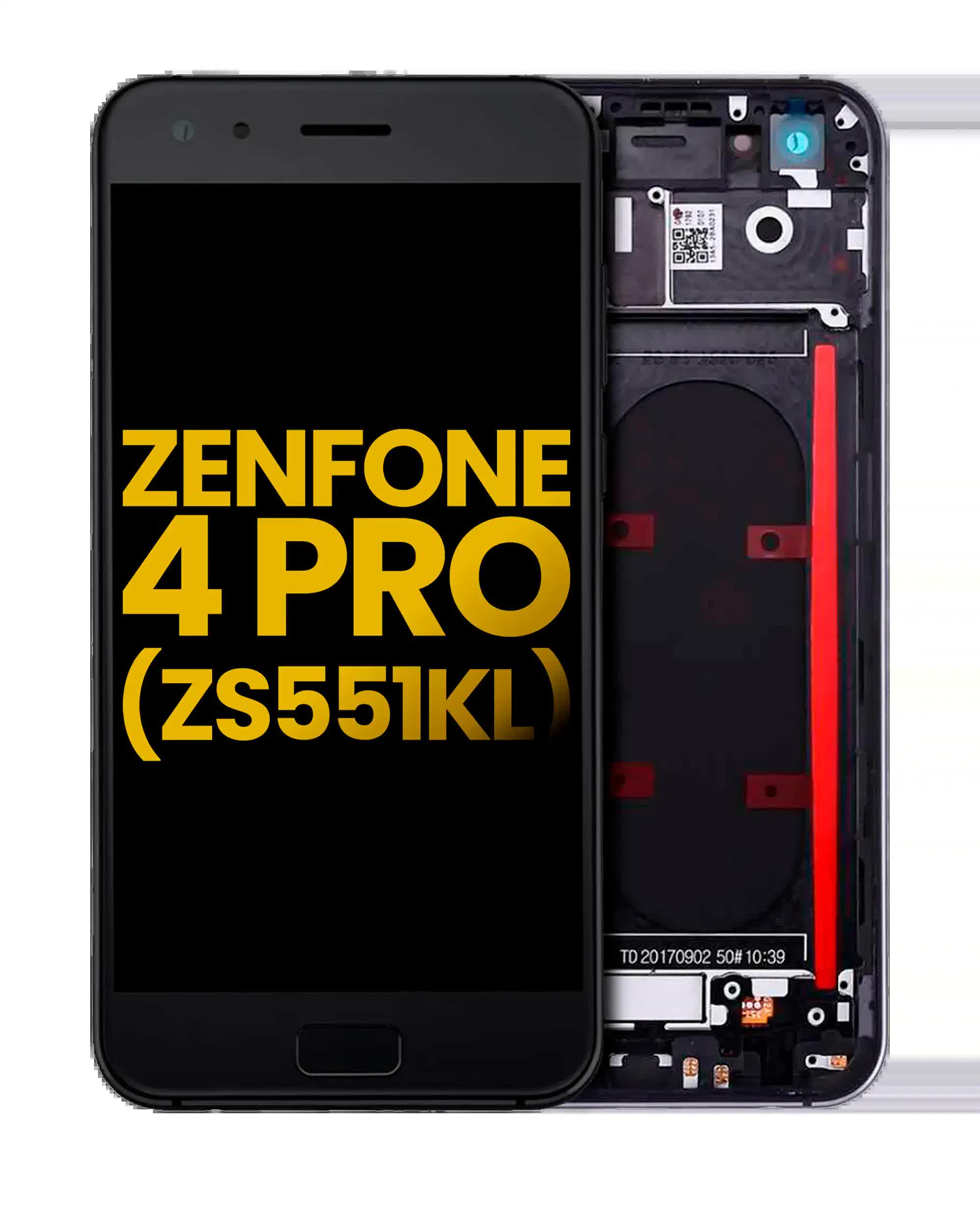 LCD Display mit Rahmen für Asus ZenFone 4 Pro (ZS551KL / 2017) (professionell aufgearbeitet) (Black (Schwarz))
