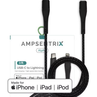 Lightning To USB Type C Kabel (MFI) (1 m / 3 ft) (AmpSentrix Alpha) (Black (Schwarz))