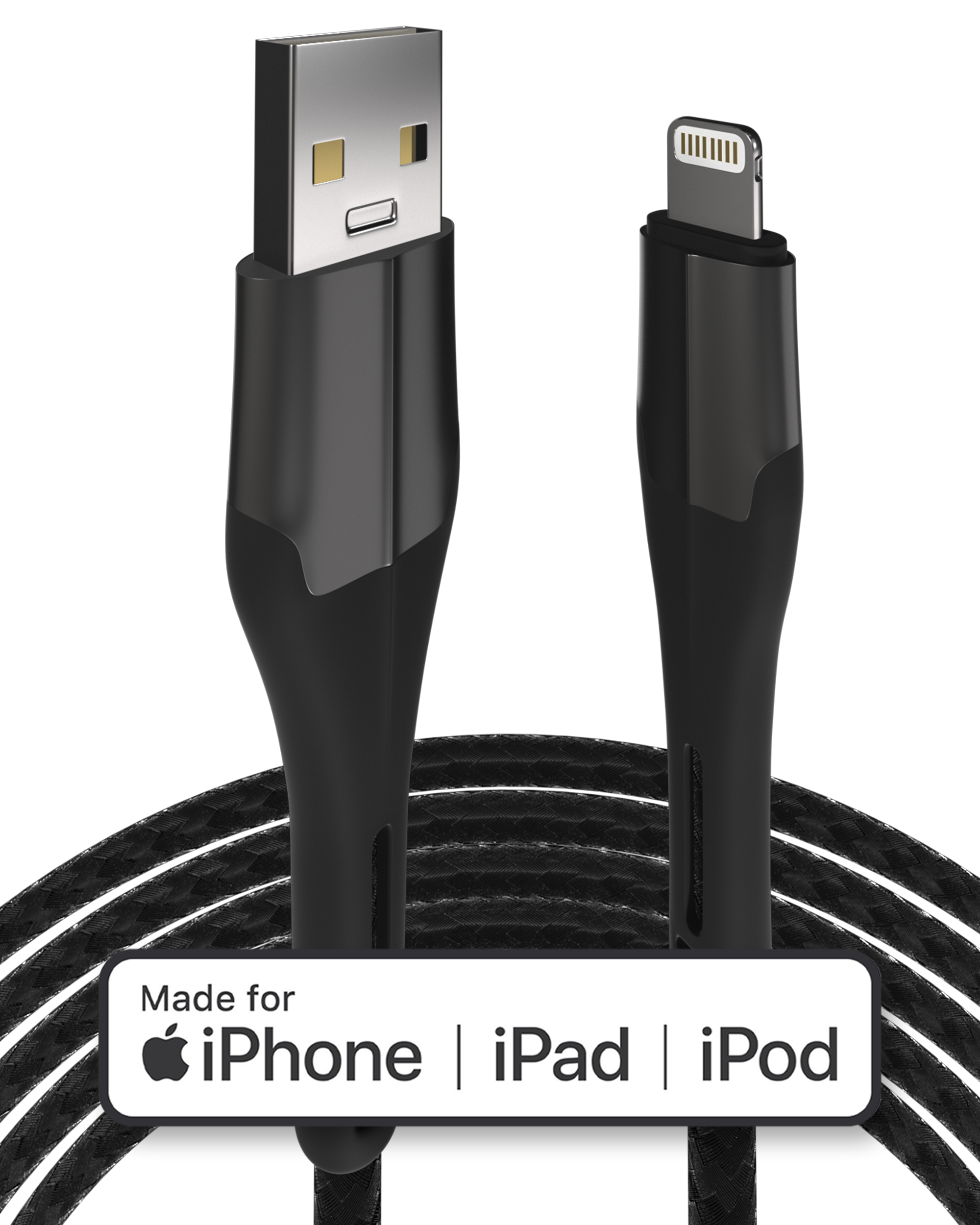 Lightning To USB Type A Kabel (MFI) (1 m / 3 ft) (AmpSentrix Alpha) (Black (Schwarz)) – Bild 2