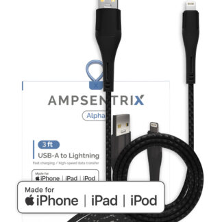Lightning To USB Type A Kabel (MFI) (1 m / 3 ft) (AmpSentrix Alpha) (Black (Schwarz))