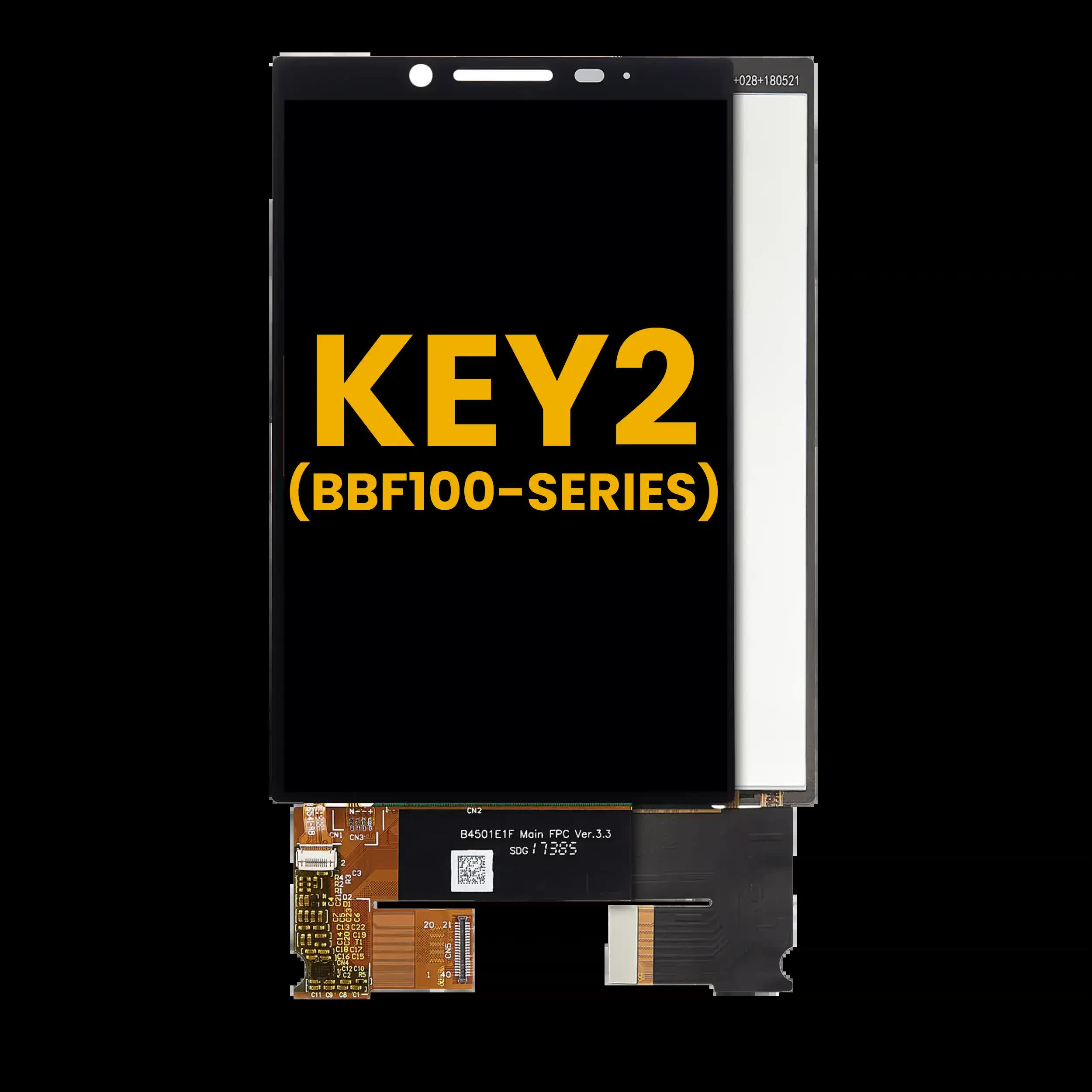 LCD Display ohne Rahmen für BlackBerry KEY2 (BBF100 Series) (professionell aufgearbeitet) (Black (Schwarz))