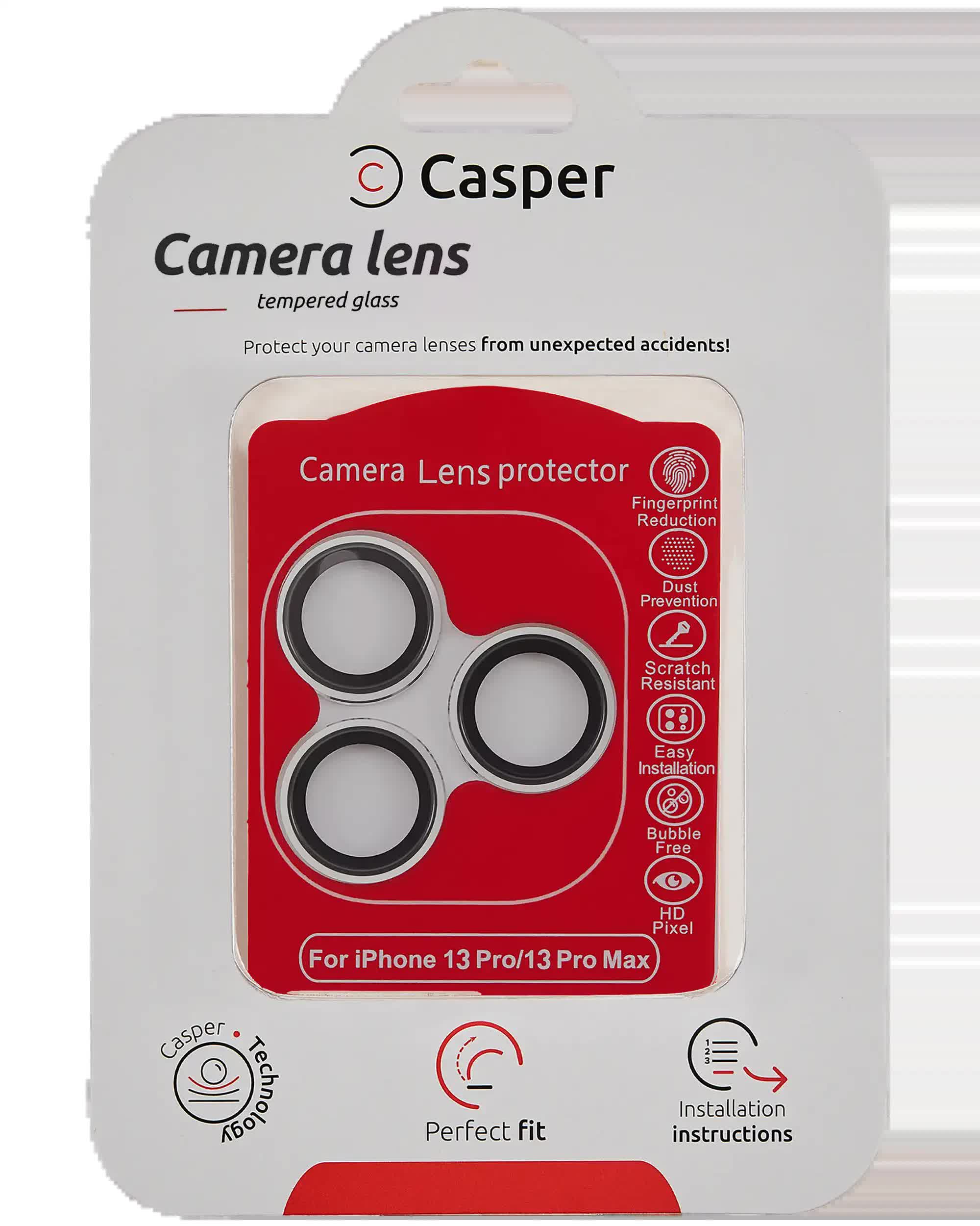 Casper Kameraglas Protector für iPhone 13 Pro / 13 Pro Max (Silver (Silber)) (Clear (Transparent))