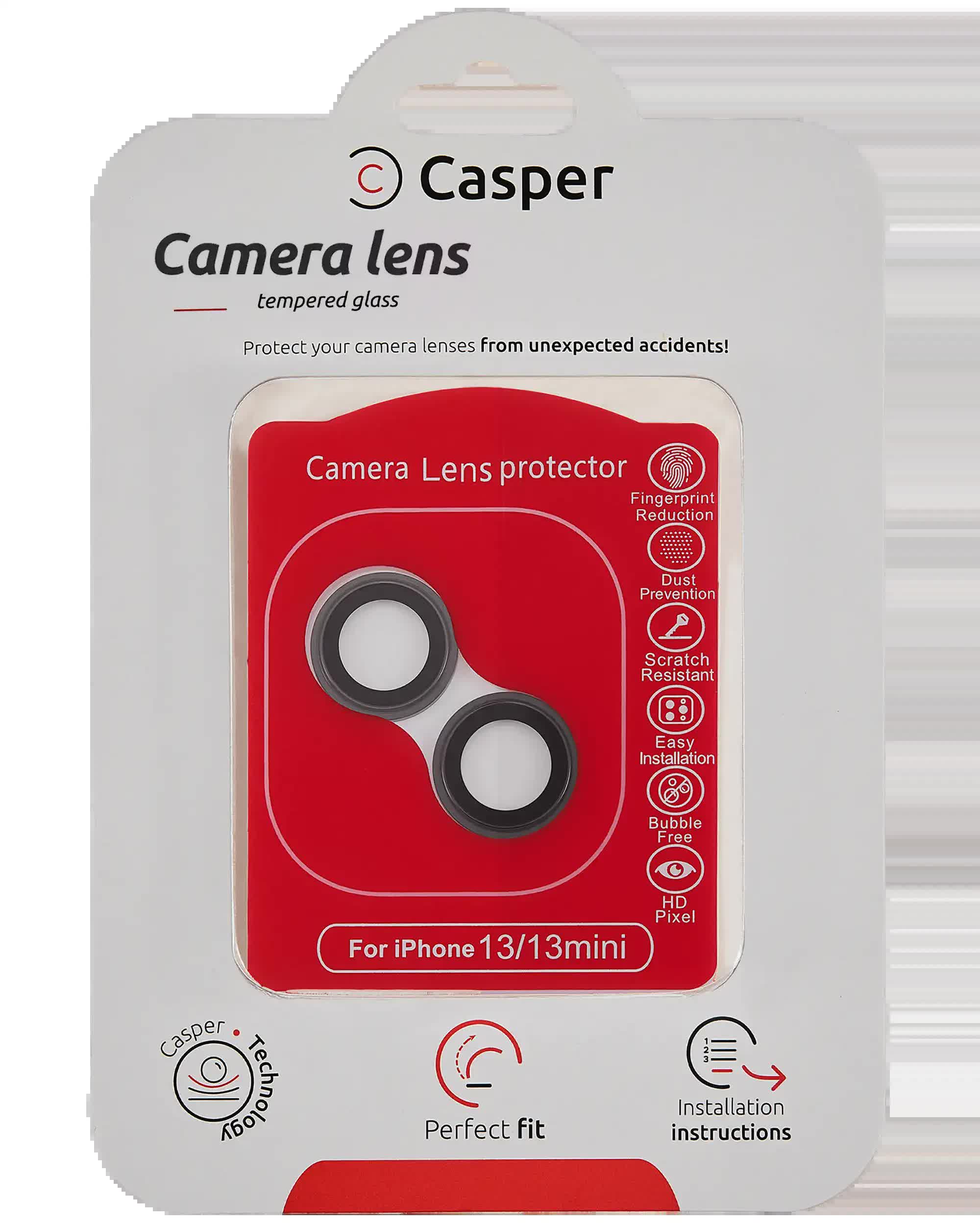 Casper Kameraglas Protector für iPhone 13 / 13 Mini (Black (Schwarz)) (Clear (Transparent))