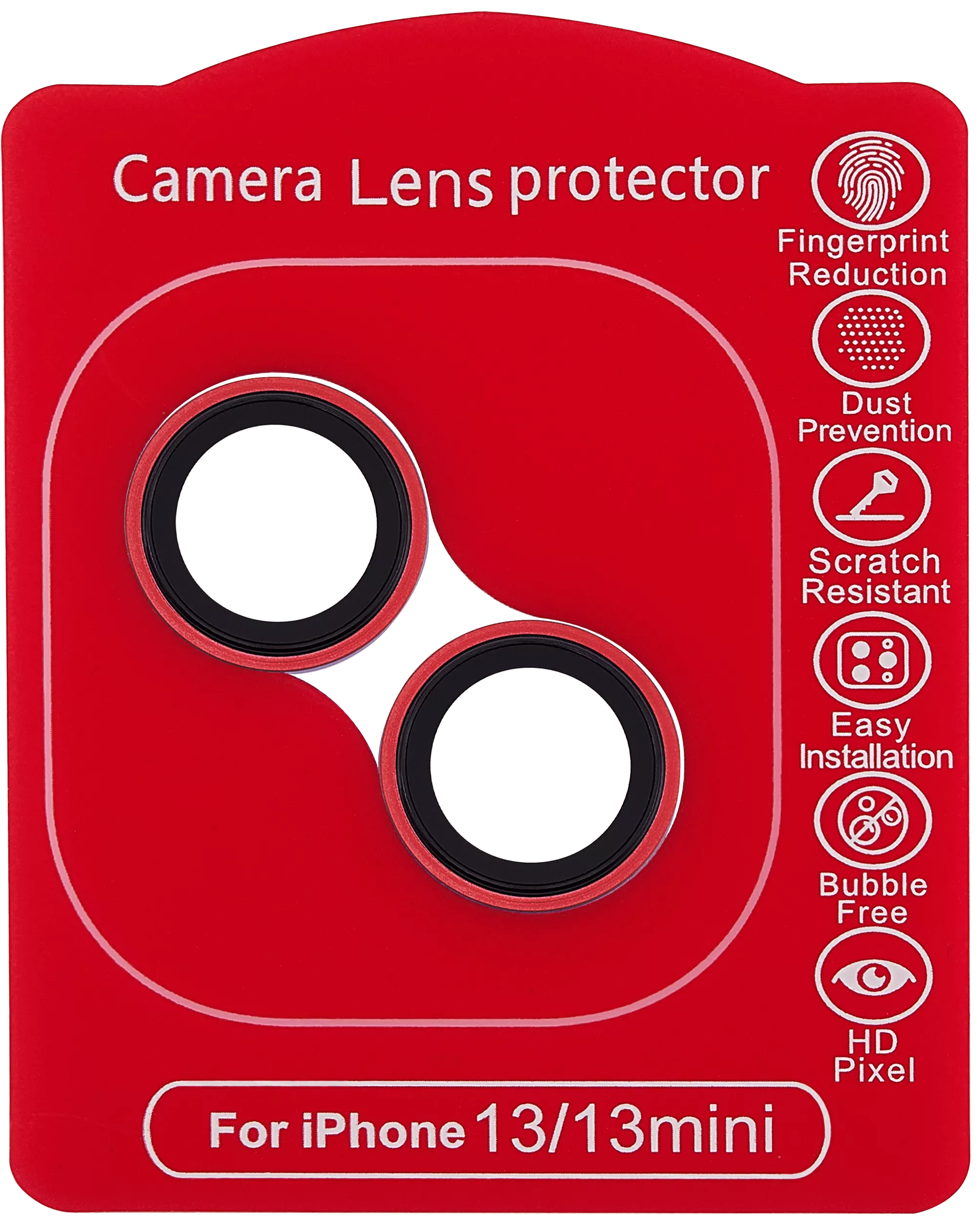 Casper Kameraglas Protector für iPhone 13 / 13 Mini (Red (Rot)) (Clear (Transparent)) – Bild 2