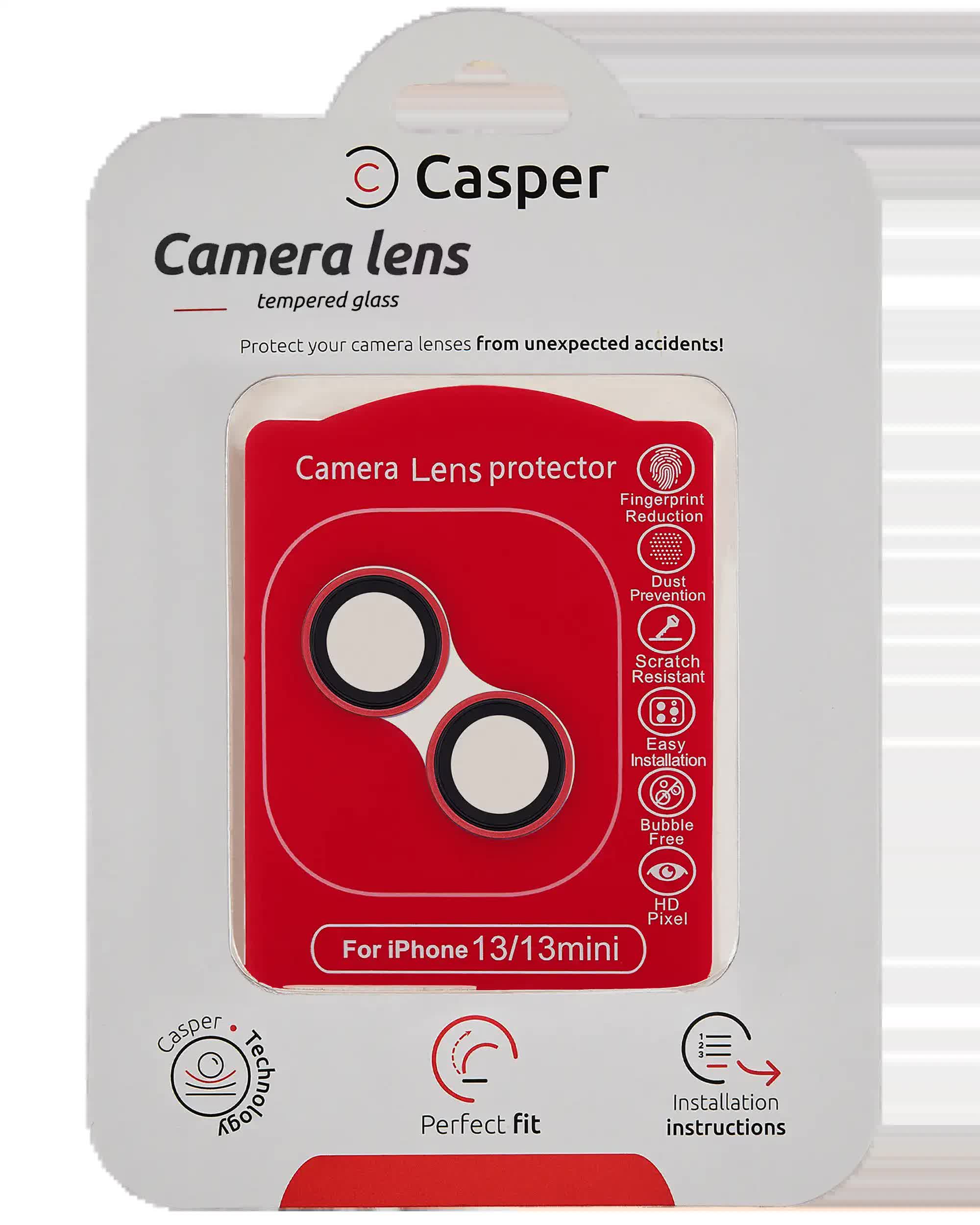 Casper Kameraglas Protector für iPhone 13 / 13 Mini (Red (Rot)) (Clear (Transparent))
