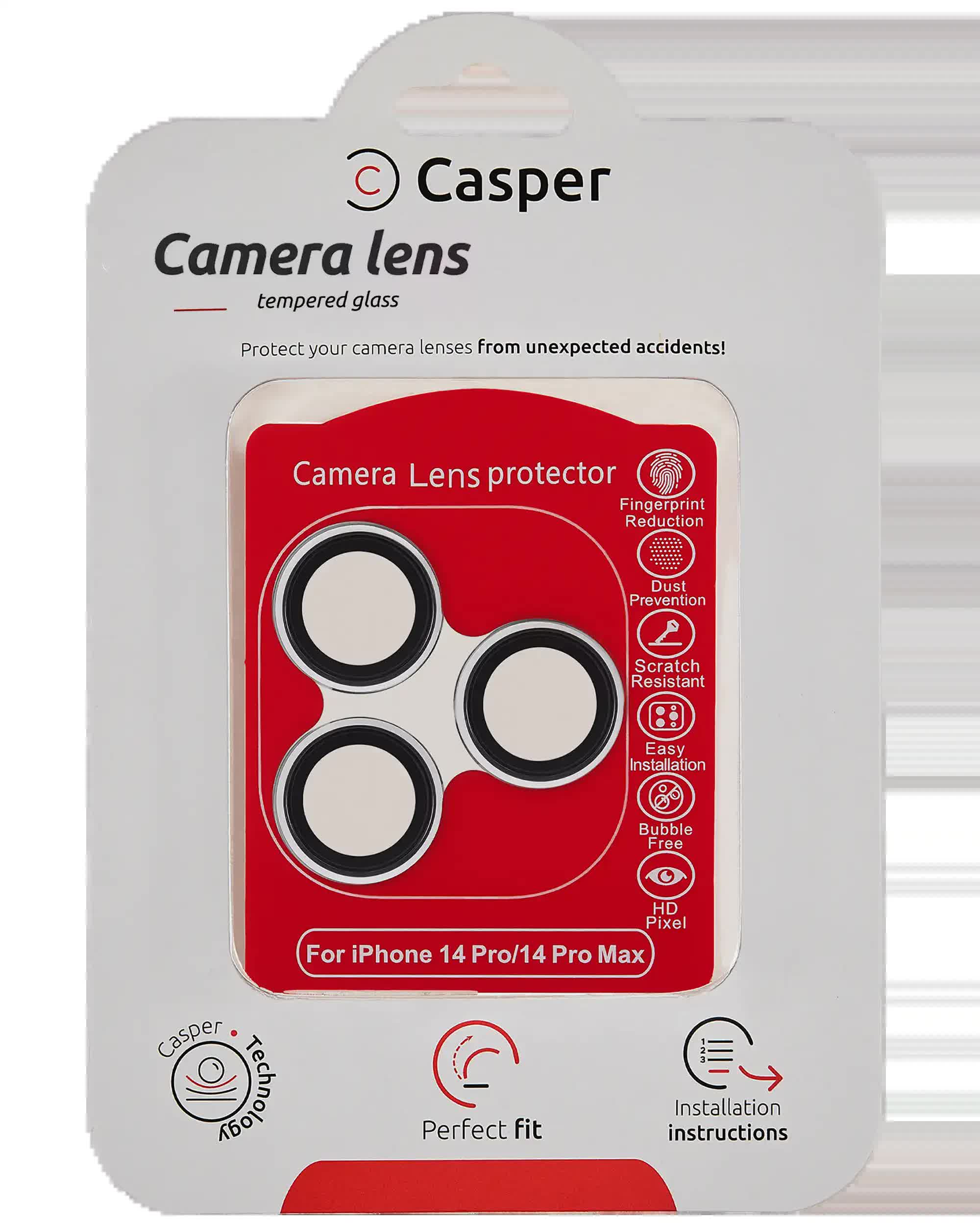 Casper Kameraglas Protector für iPhone 14 Pro / 14 Pro Max (Silver (Silber)) (Clear (Transparent))