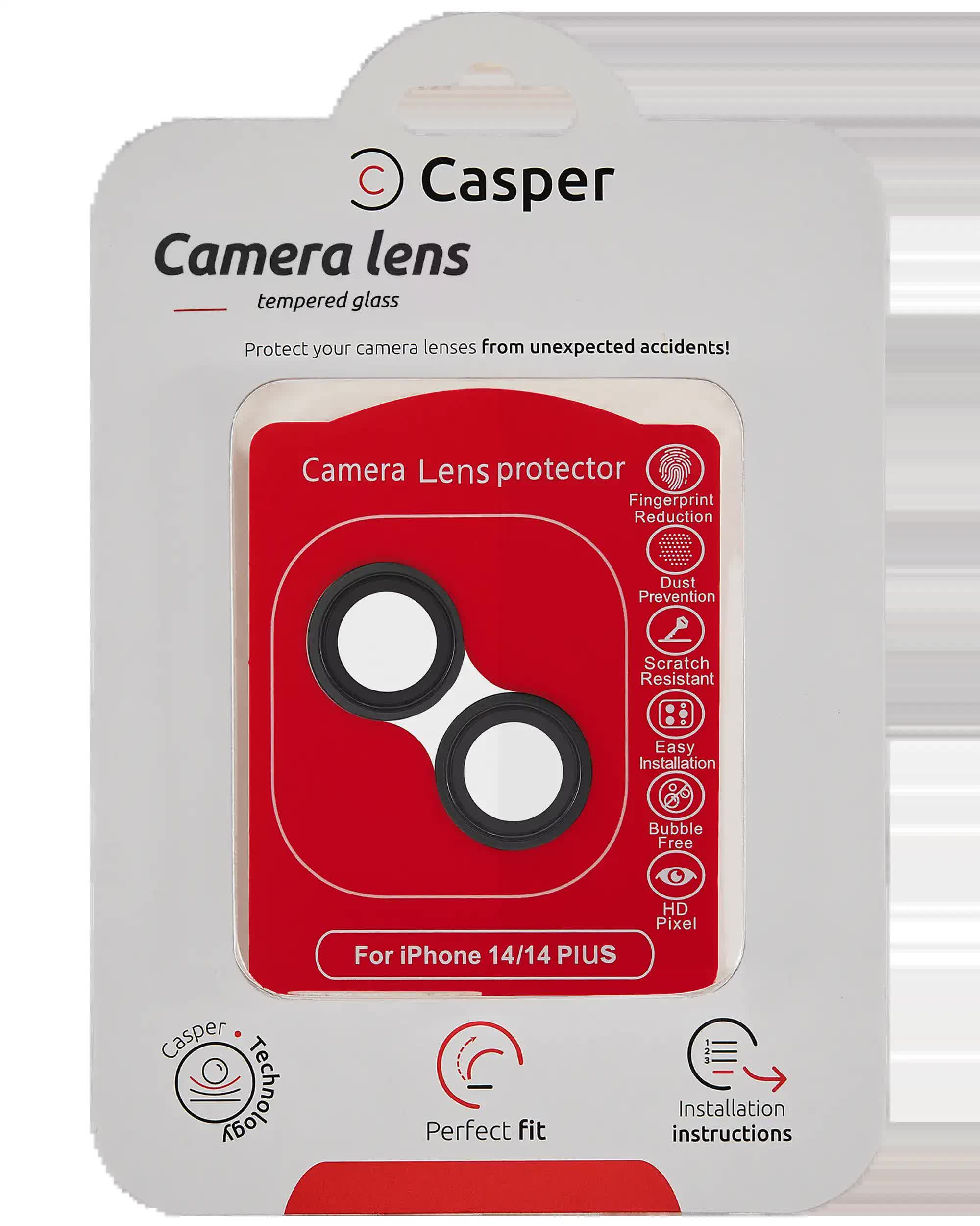 Casper Kameraglas Protector für iPhone 14 / 14 Plus (Black (Schwarz)) (Clear (Transparent))