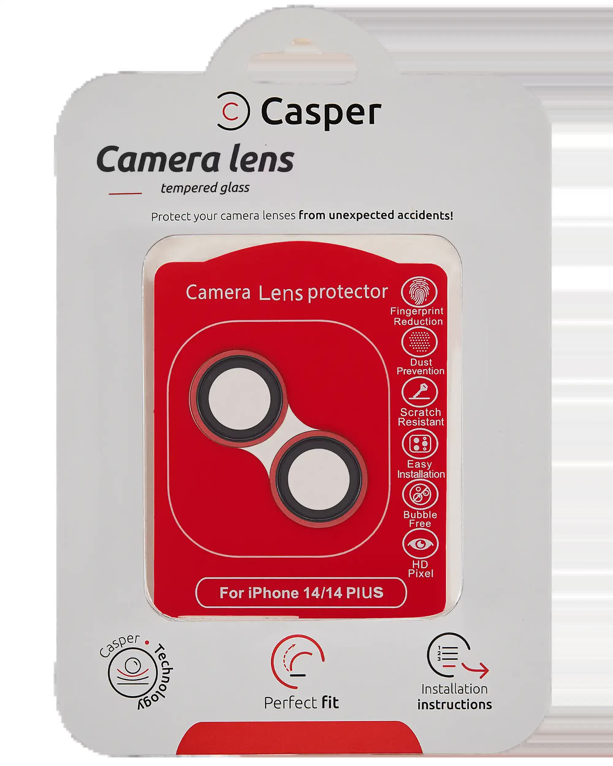 Casper Kameraglas Protector für iPhone 14 / 14 Plus (Red (Rot)) (Clear (Transparent))