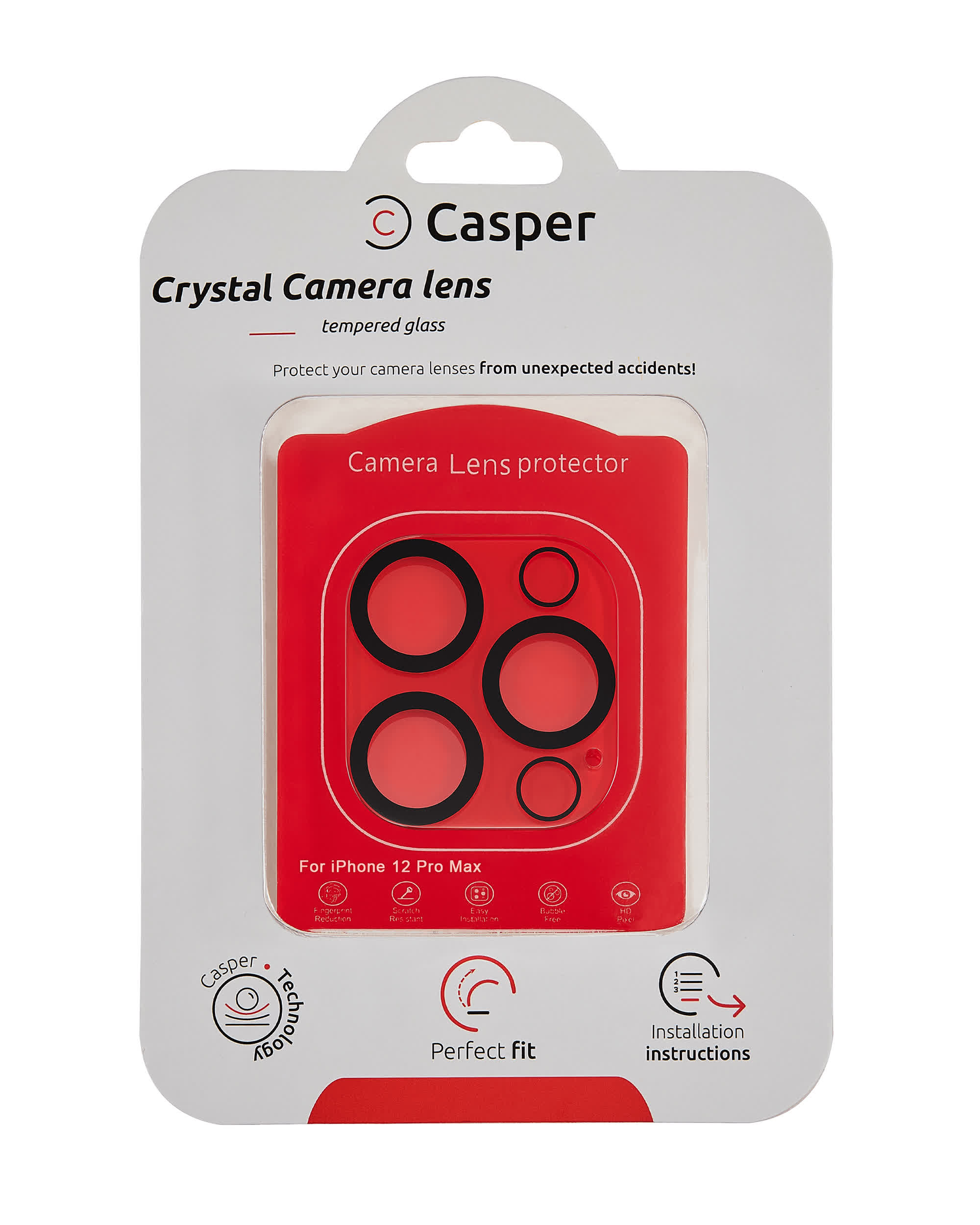 Casper Kameraglas Protector für iPhone 12 Pro Max (Crystal Full Abdeckung)