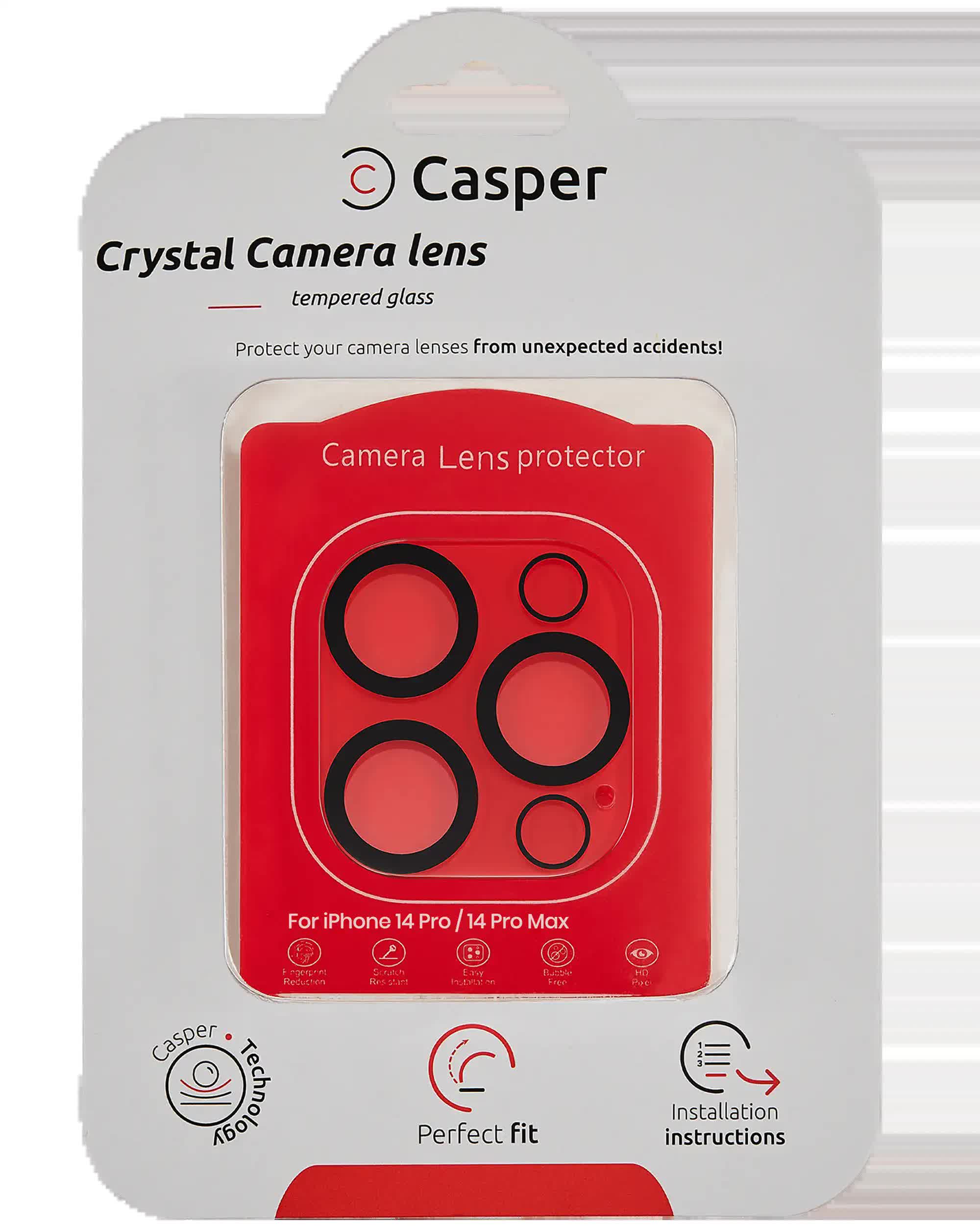 Casper Kameraglas Protector für iPhone 14 Pro / 14 Pro Max (Crystal Full Abdeckung)