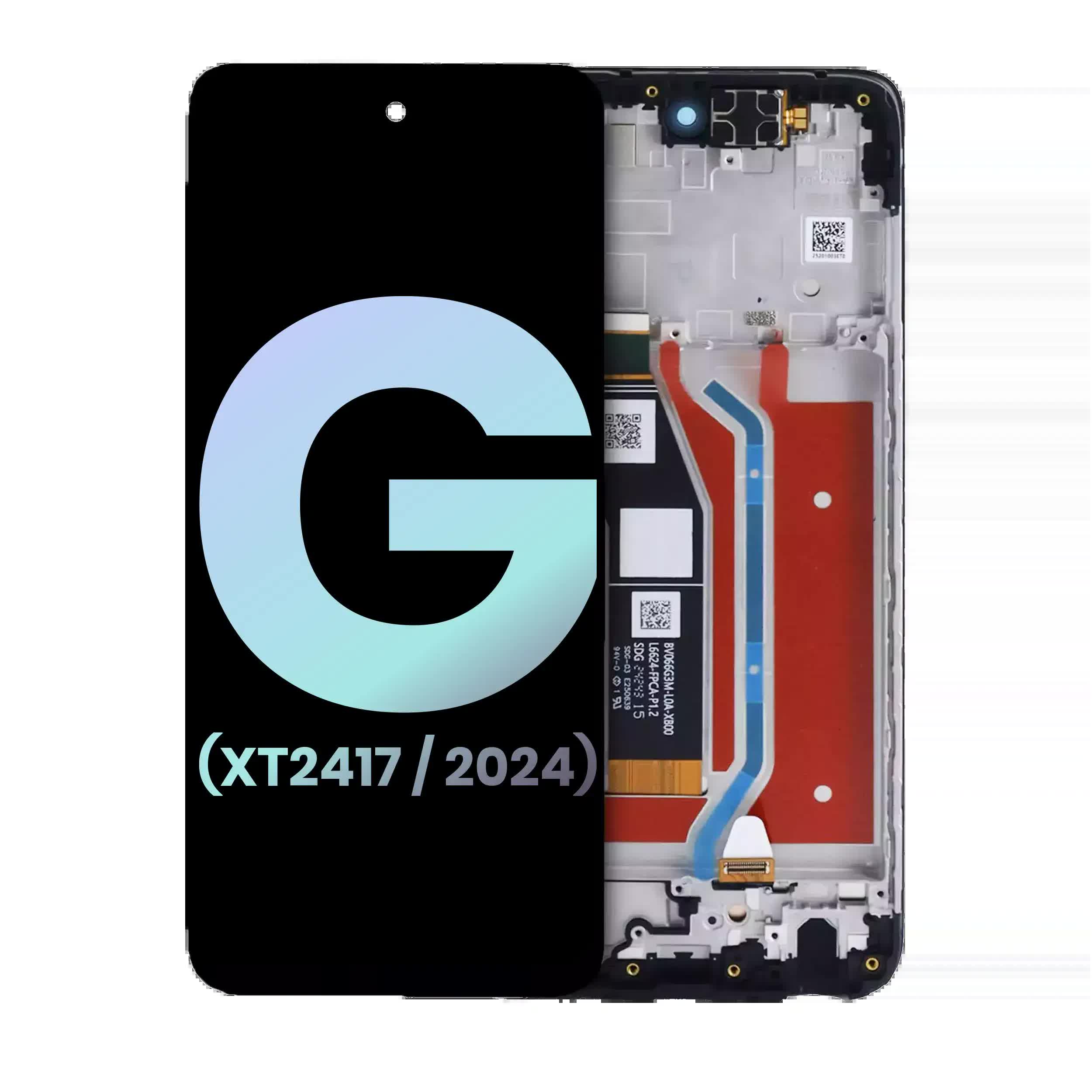 LCD Display mit Rahmen für Motorola Moto G 5G (XT2417 / 2024) (Original) (Sage Green)
