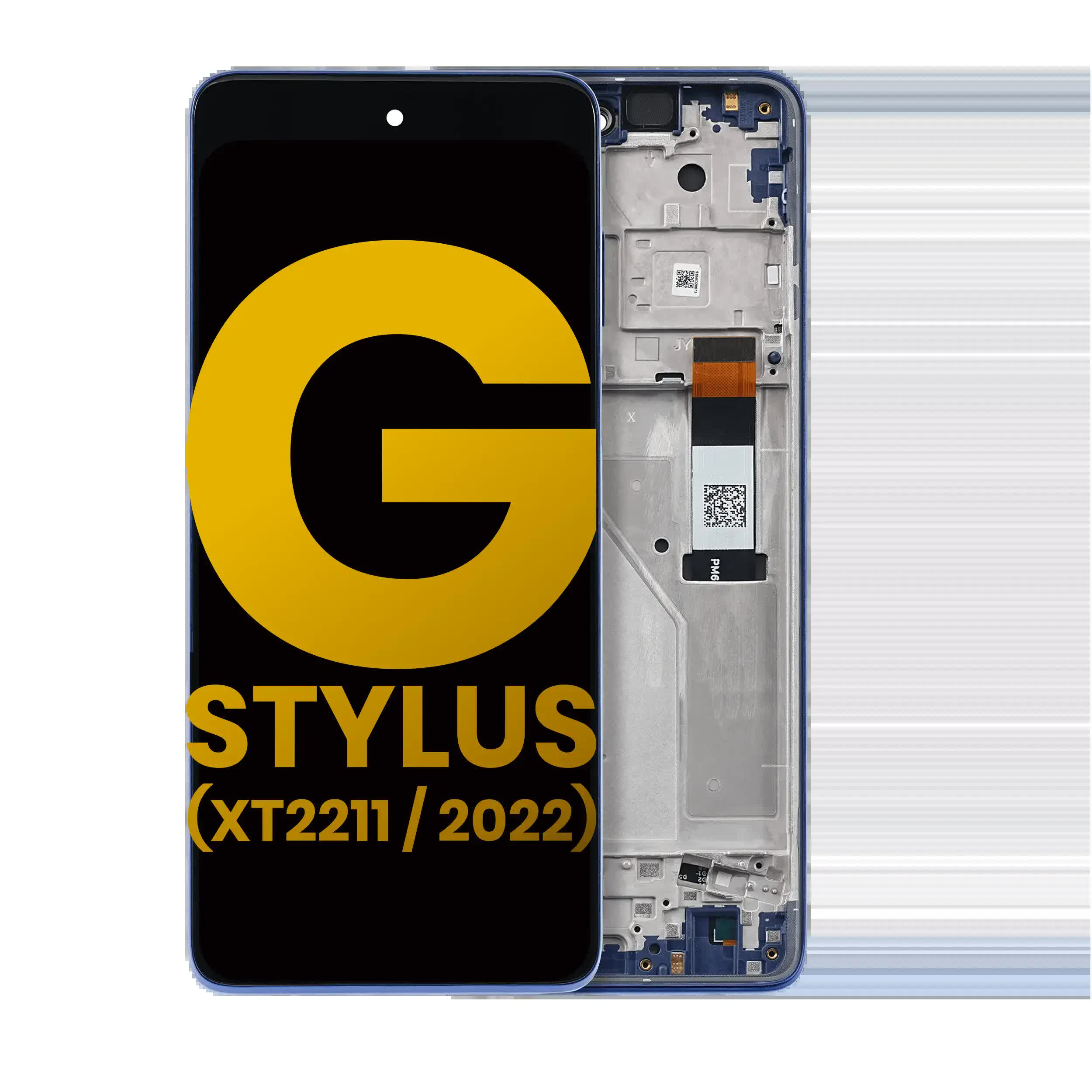 LCD Display mit Rahmen für Motorola Moto G Stylus 4G (XT2211 / 2022) (professionell aufgearbeitet) (Twilight Blue)