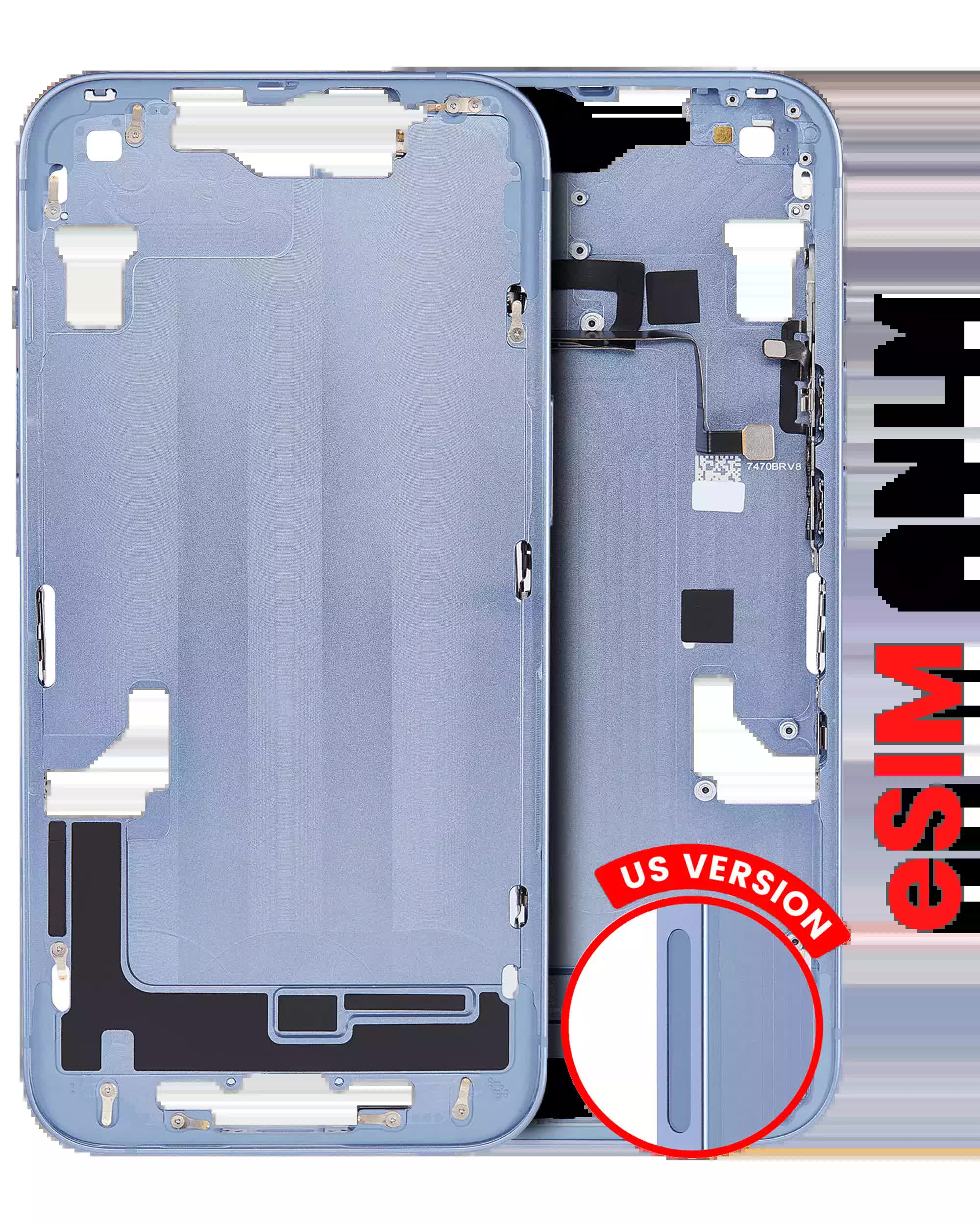 Mittelrahmen mit Kleinteilen für iPhone 14 (US-Version) (Aftermarket Plus) (Blue (Blau))
