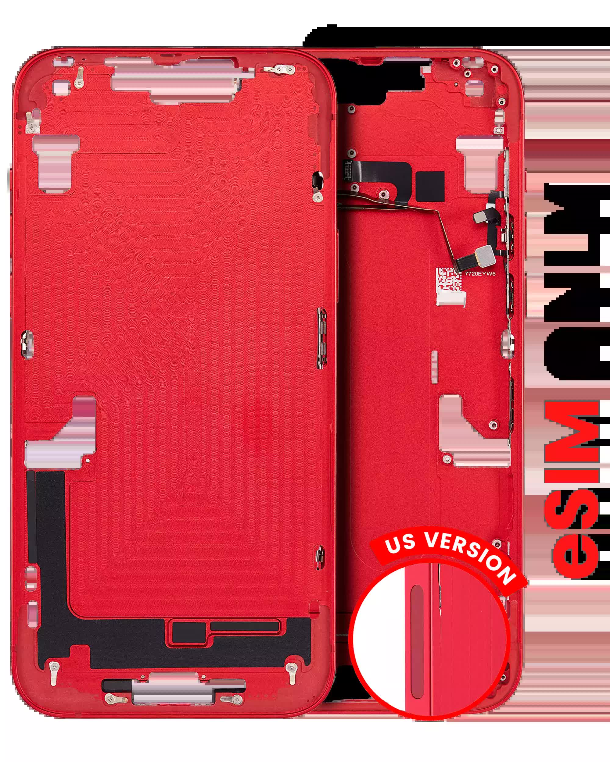 Mittelrahmen mit Kleinteilen für iPhone 14 (US-Version) (Aftermarket Plus) (Red (Rot))