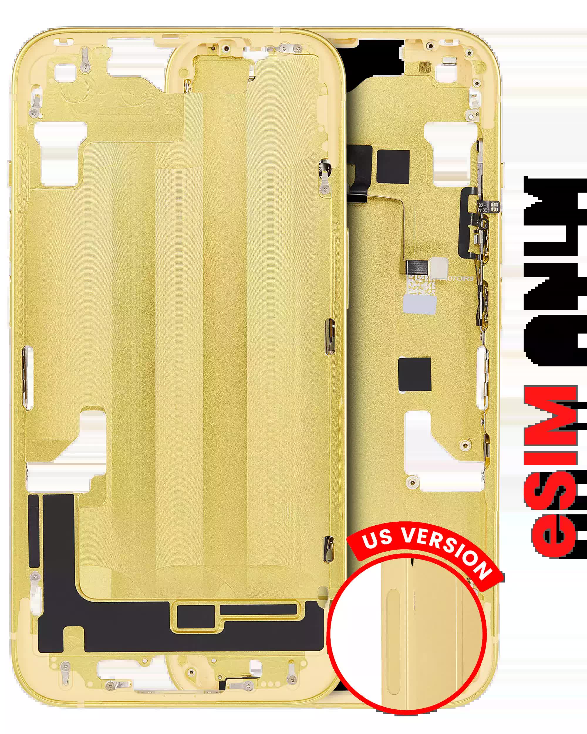 Mittelrahmen mit Kleinteilen für iPhone 14 (US-Version) (Aftermarket Plus) (Yellow)