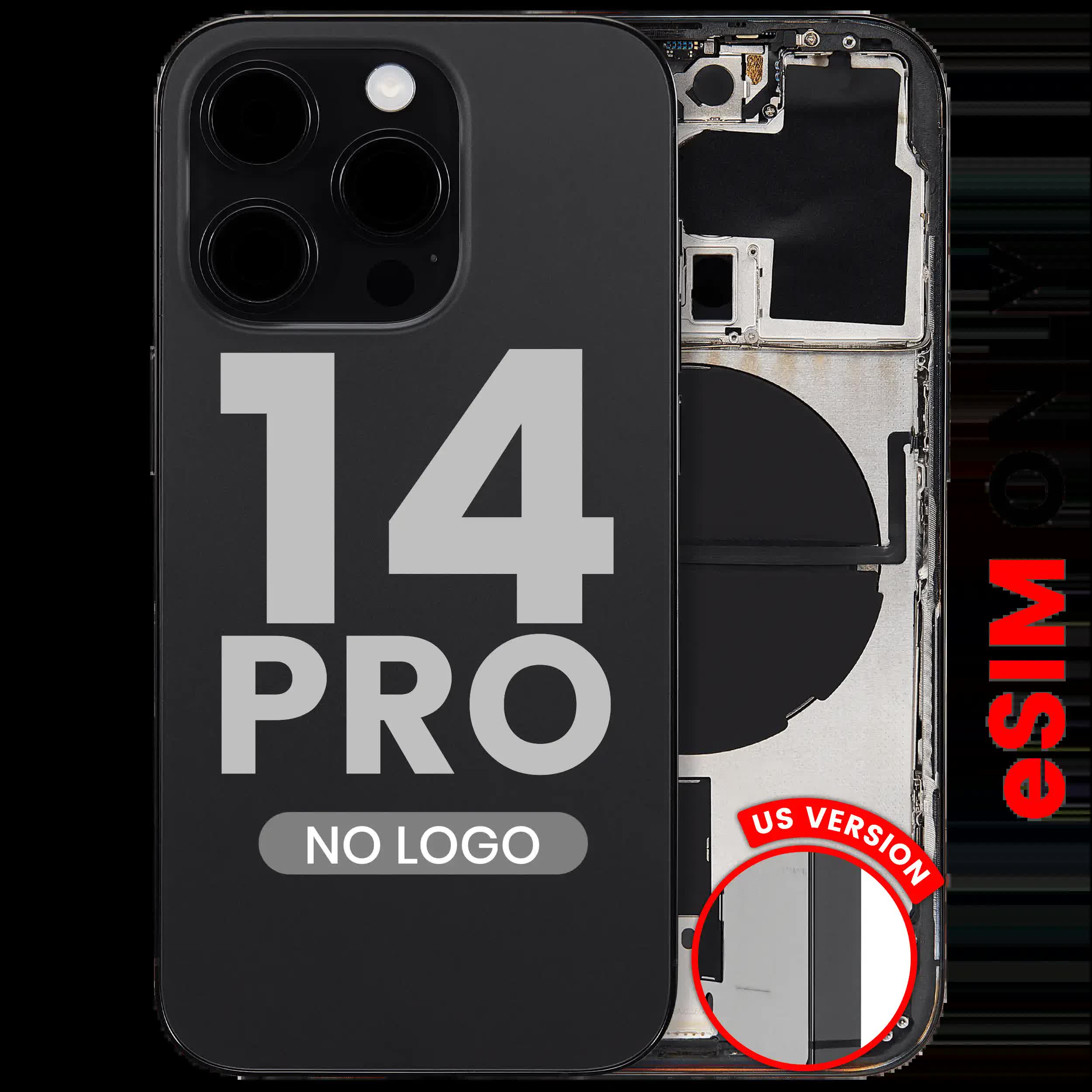 Rückgehäuse mit Kleinteilen für iPhone 14 Pro (US-Version) (Aftermarket Plus) (Space Black)